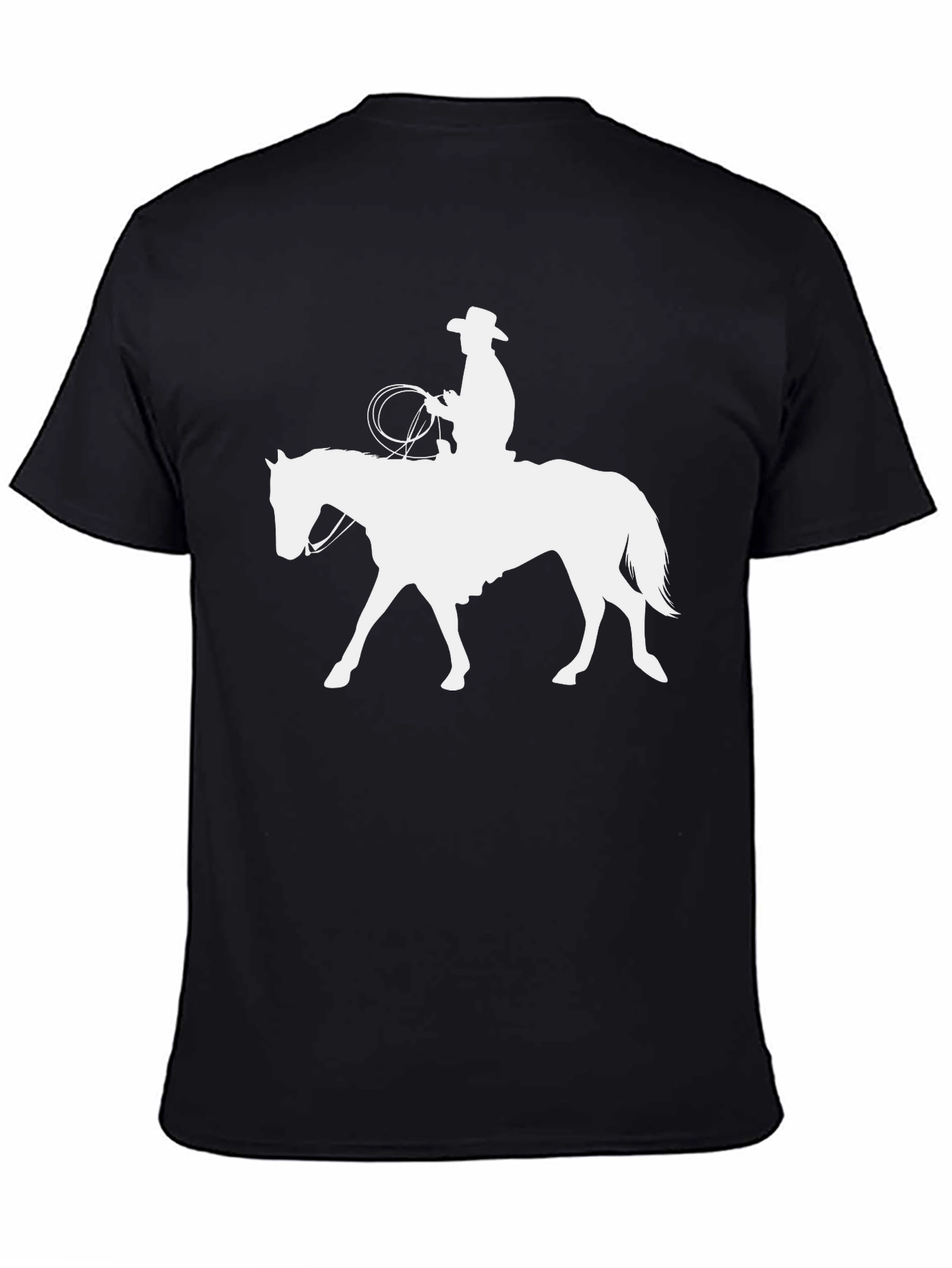 Cowboy Riding Horse Graphic Tee - Black