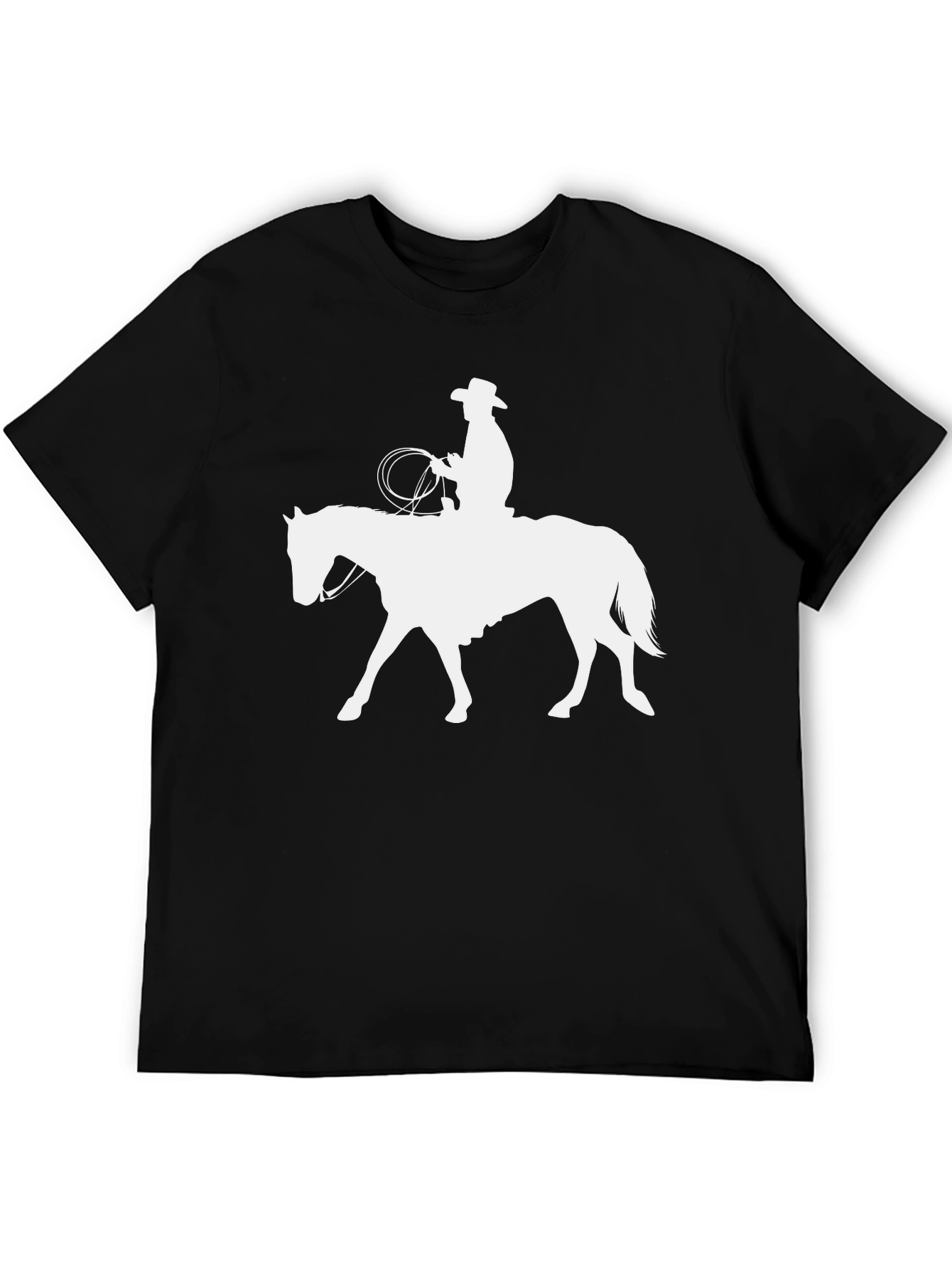 Cowboy Riding Horse Graphic Tee - Black