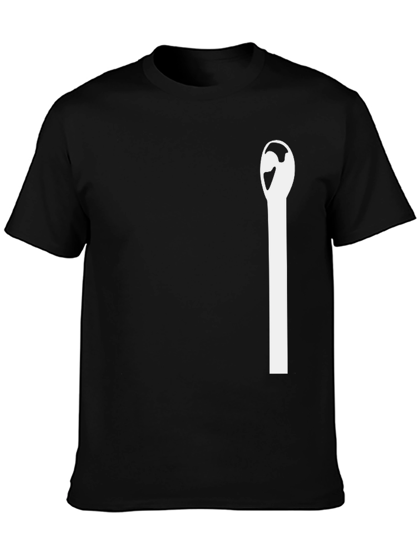 Minimalist Matchstick Graphic Tee - Black Cotton Blend