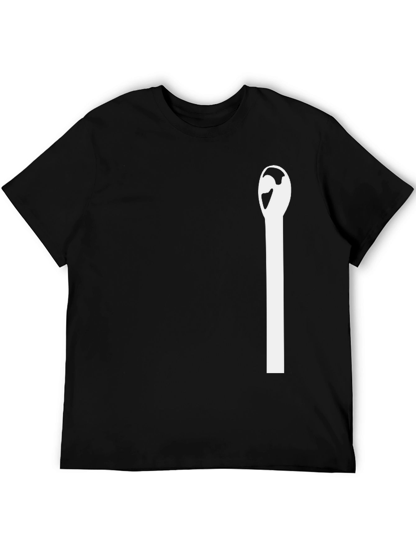 Minimalist Matchstick Graphic Tee - Black Cotton Blend