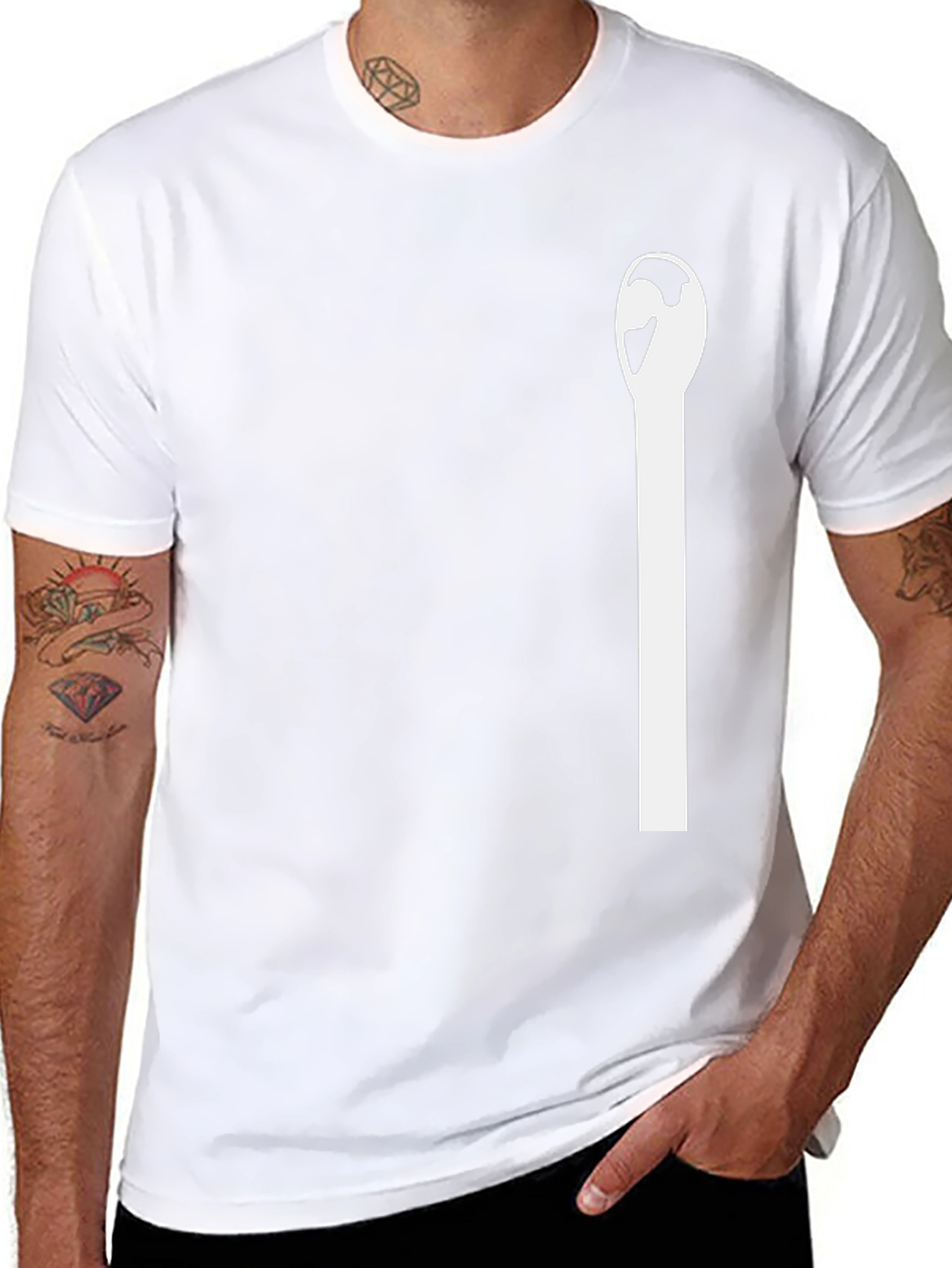 Minimalist Matchstick Graphic Tee - Black Cotton Blend