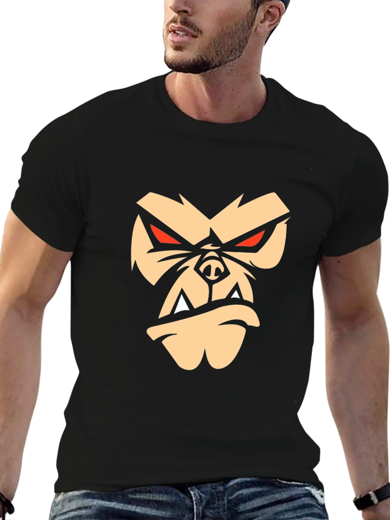 Black Gorilla Graphic T-Shirt - Mens Short Sleeve Crew Neck Tee