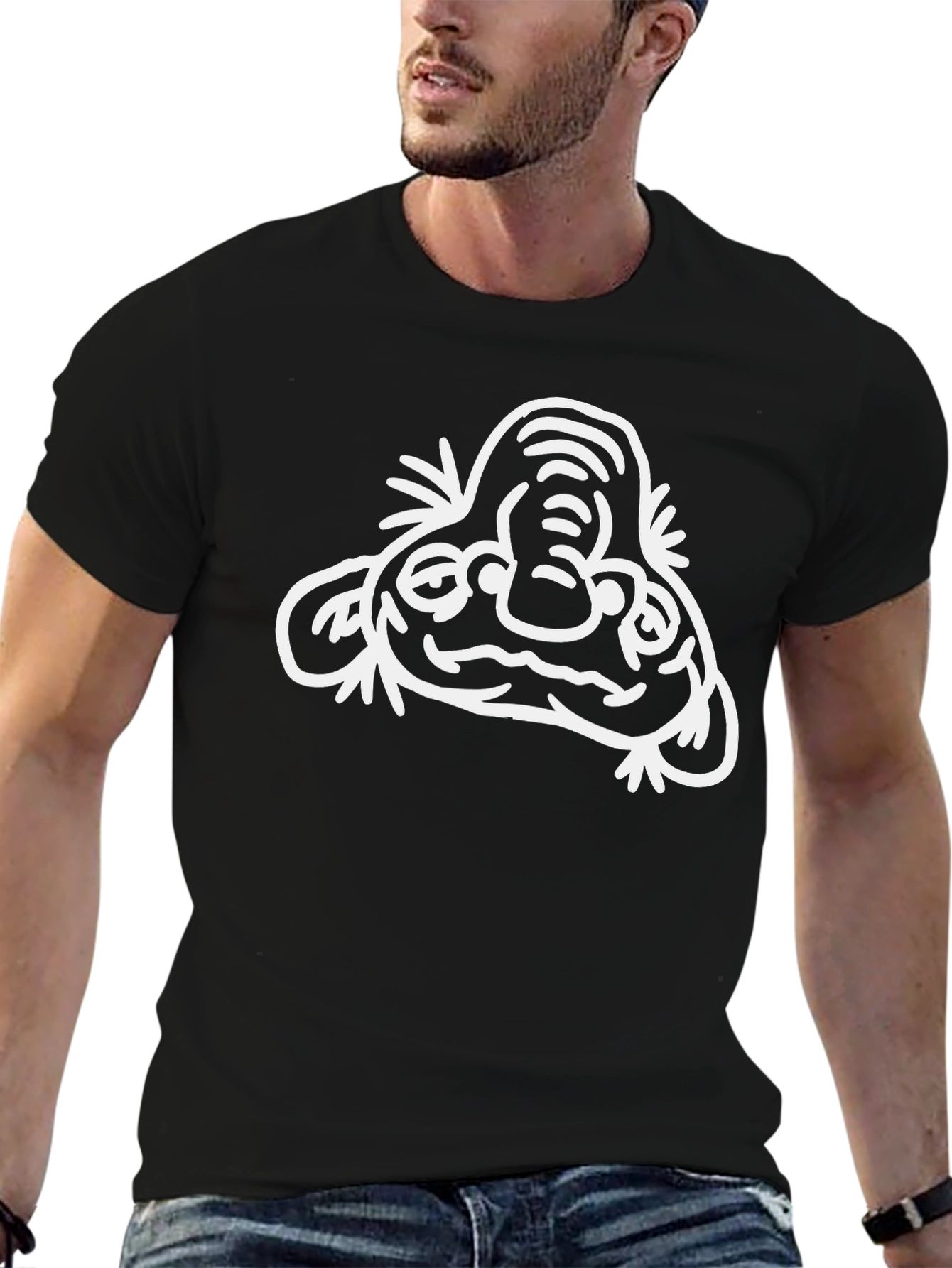Abstract Face Graphic T-Shirt - Black Cotton Tee