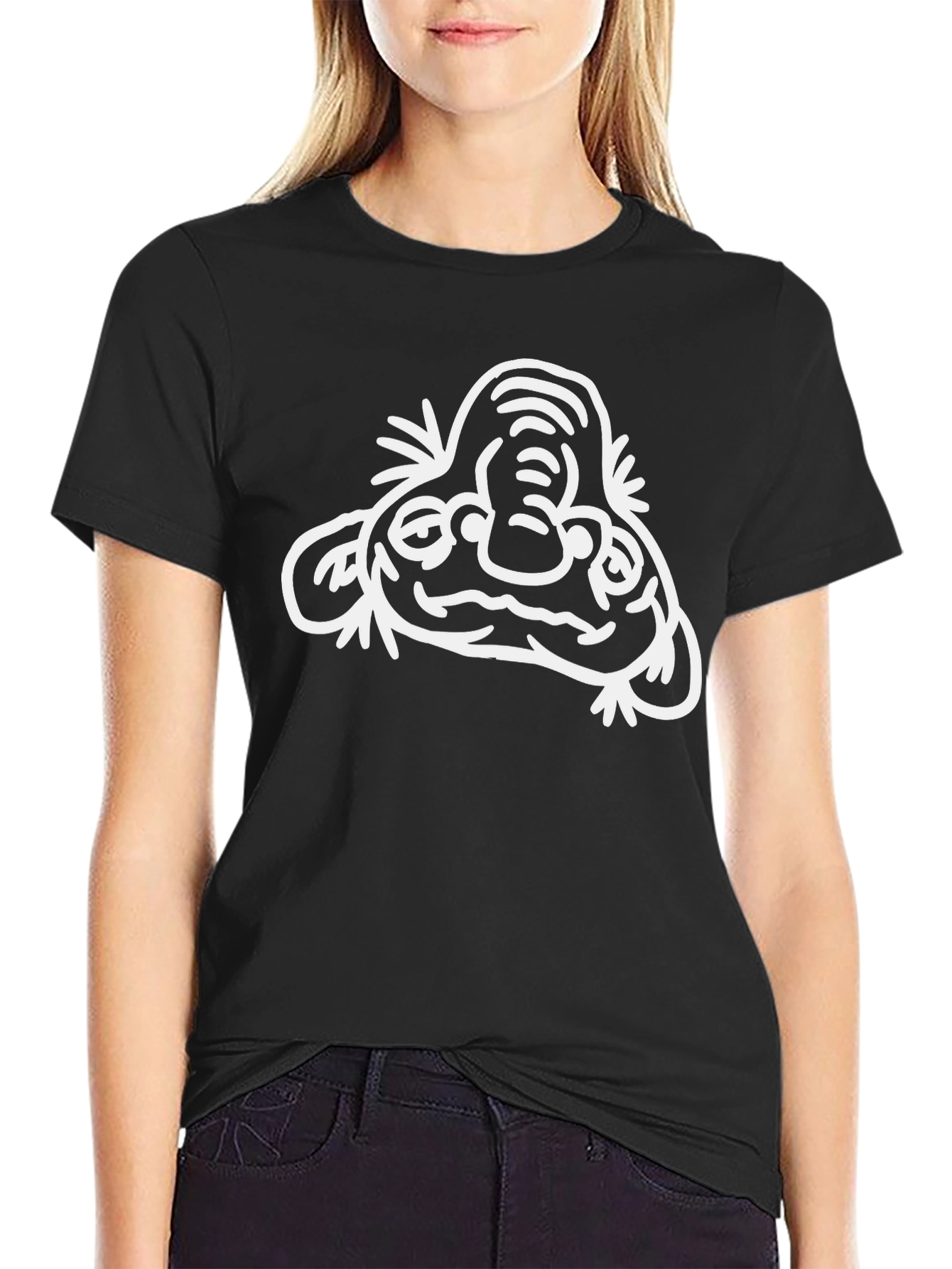 Abstract Face Graphic T-Shirt - Black Cotton Tee