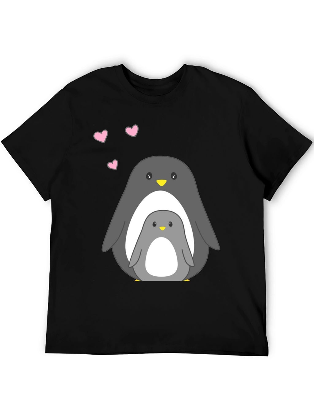 Cute Penguin Family Black T-Shirt