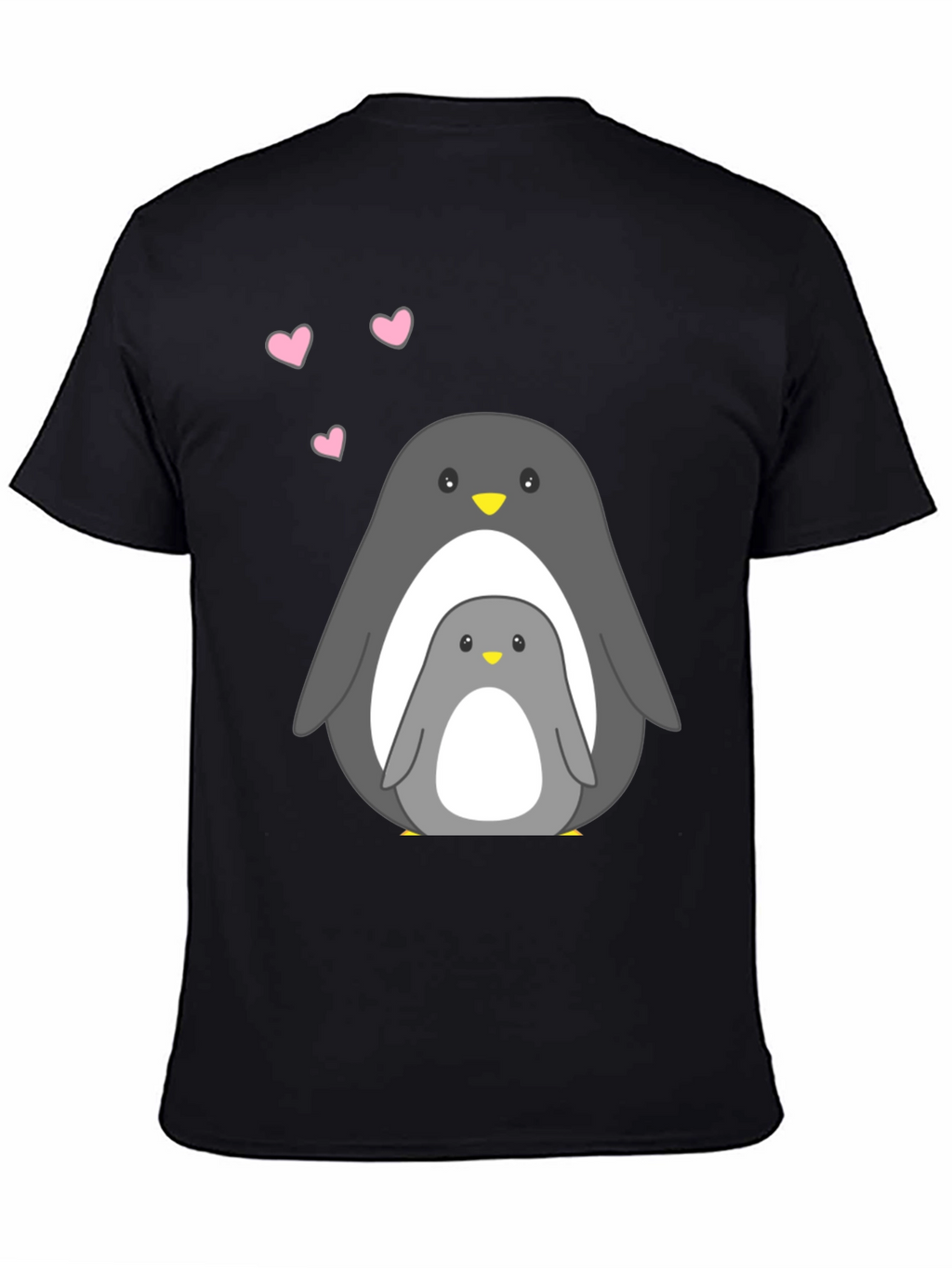 Cute Penguin Family Black T-Shirt