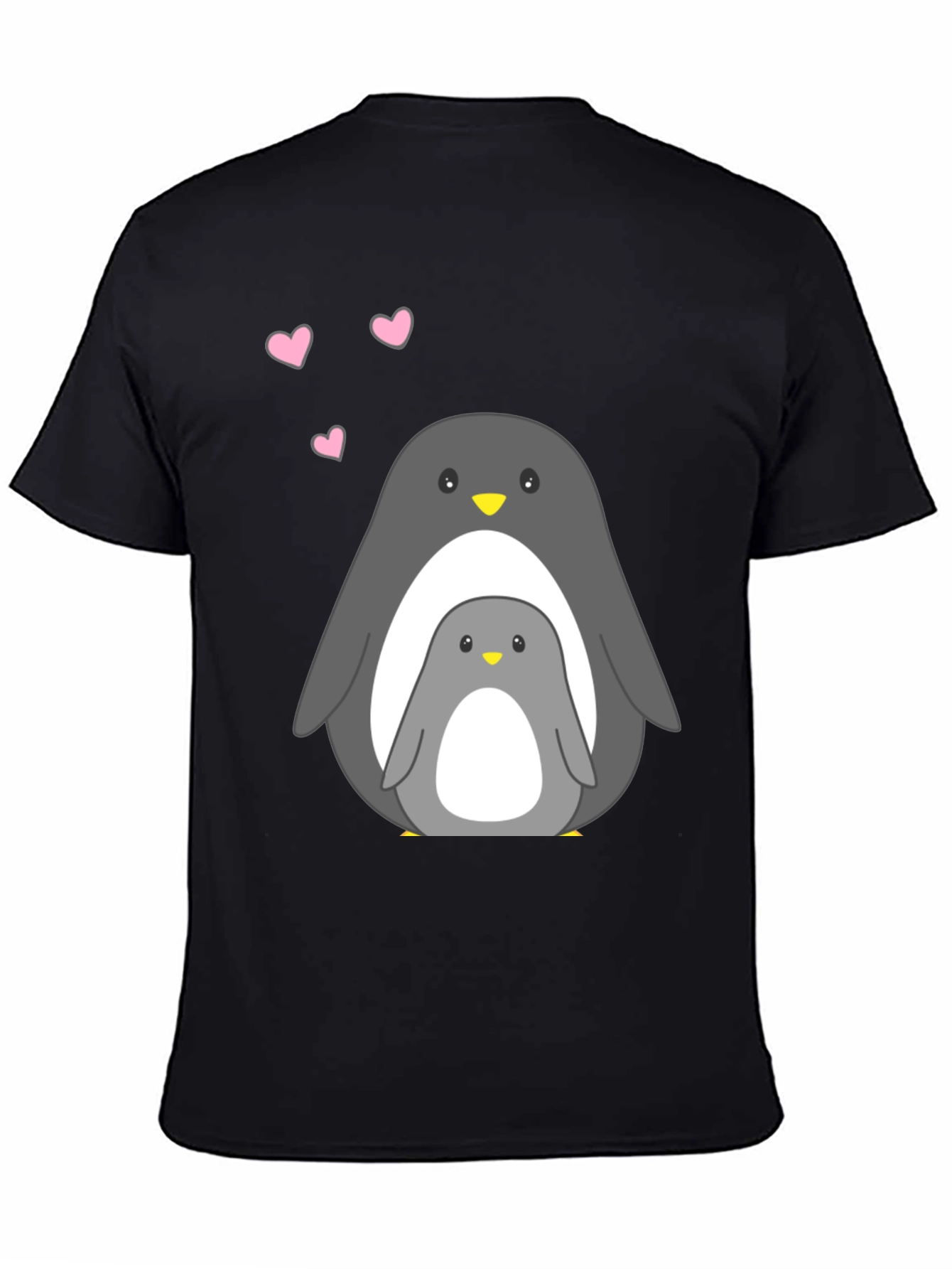 Cute Penguin Family Black T-Shirt