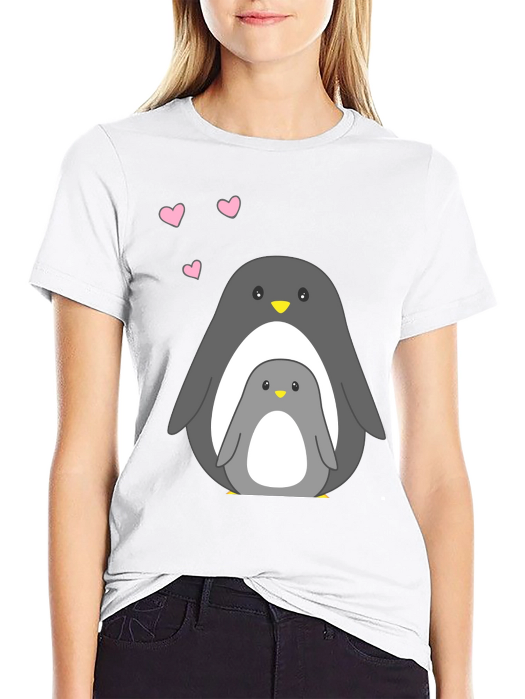 Cute Penguin Family Black T-Shirt