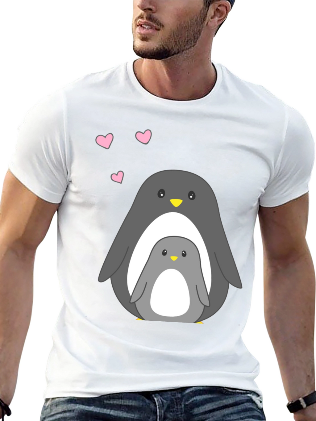 Cute Penguin Family Black T-Shirt