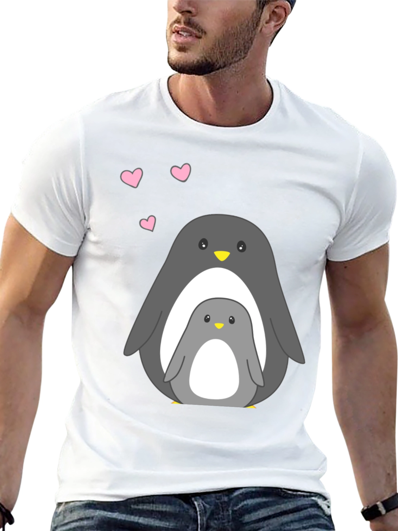 Cute Penguin Family Black T-Shirt