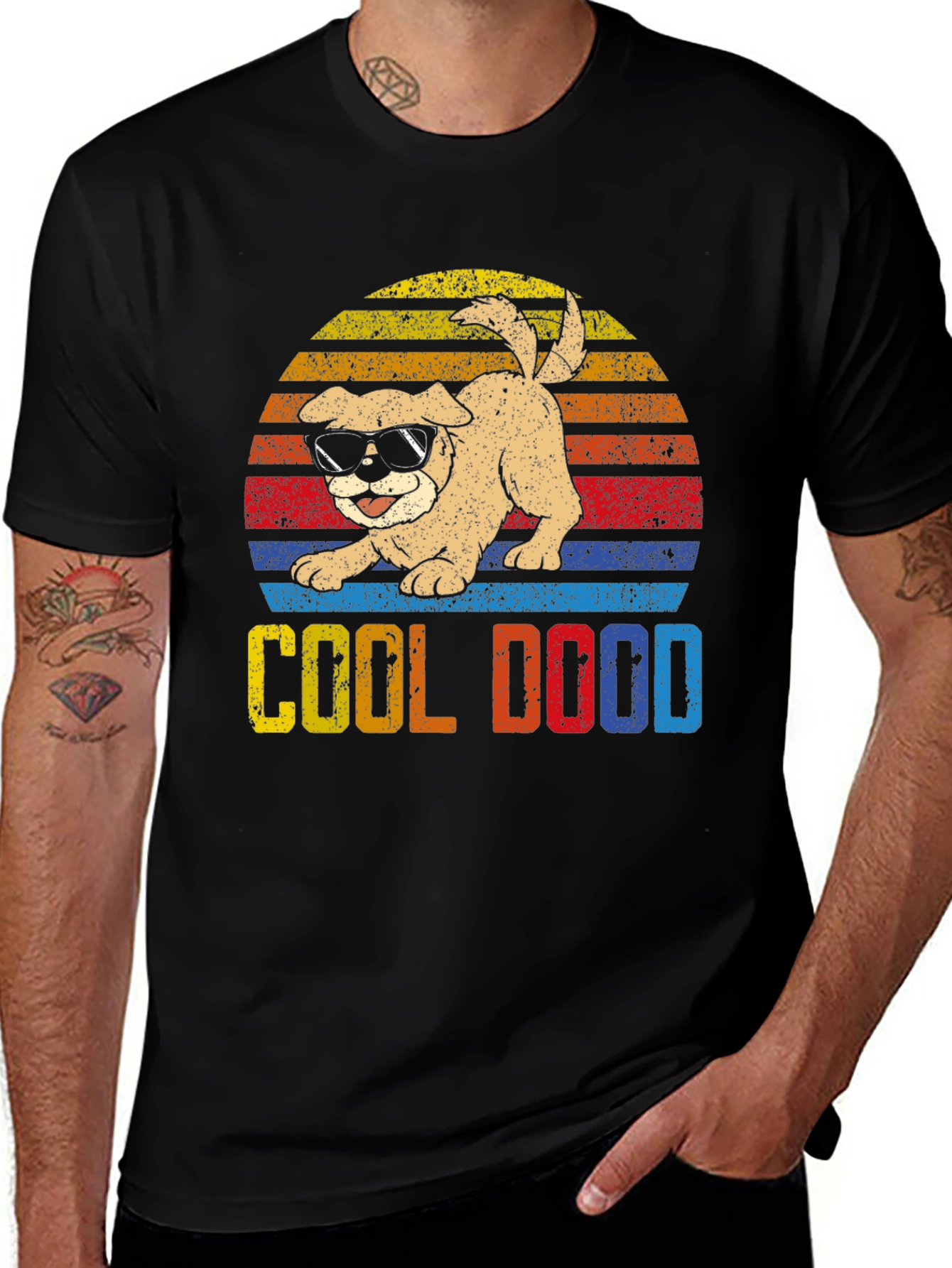 Cool Dood Dog Graphic T-Shirt - Black