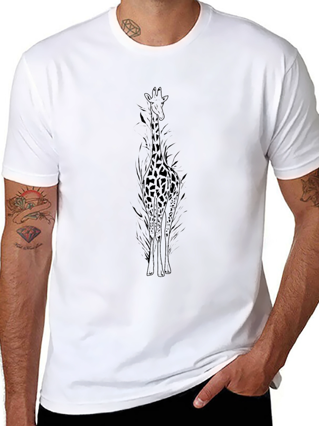 Giraffe Graphic Black T-Shirt - Animal Print Tee