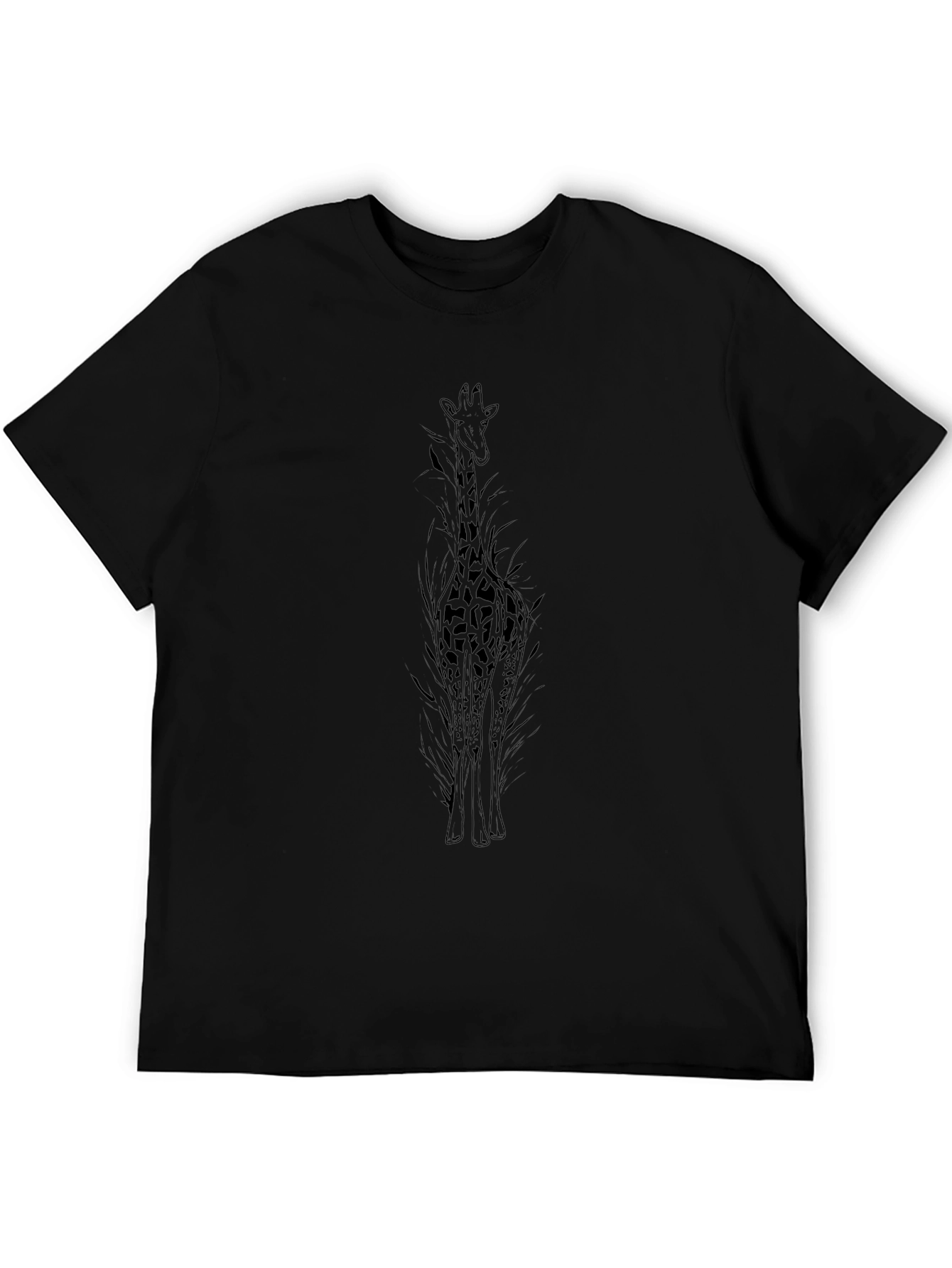 Giraffe Graphic Black T-Shirt - Animal Print Tee
