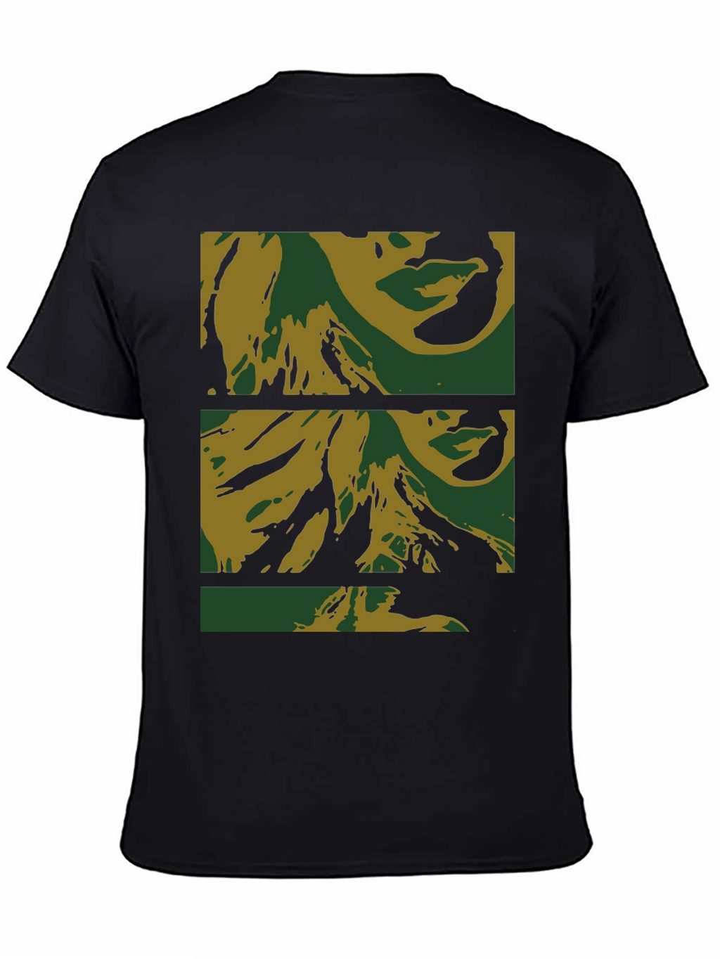 Abstract Face Print Black T-Shirt
