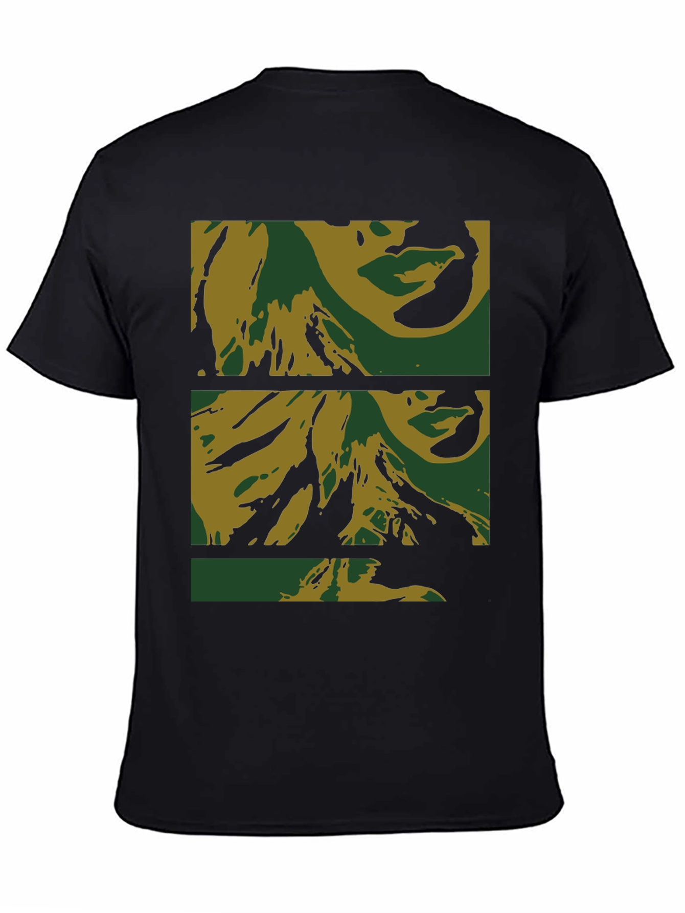 Abstract Face Print Black T-Shirt