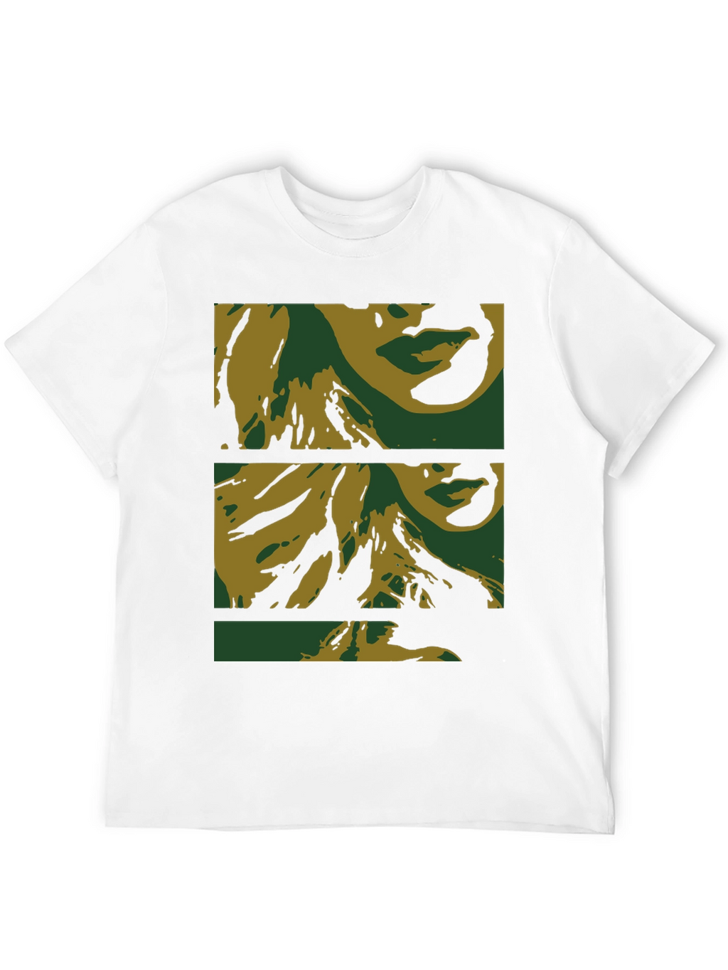 Abstract Face Print Black T-Shirt