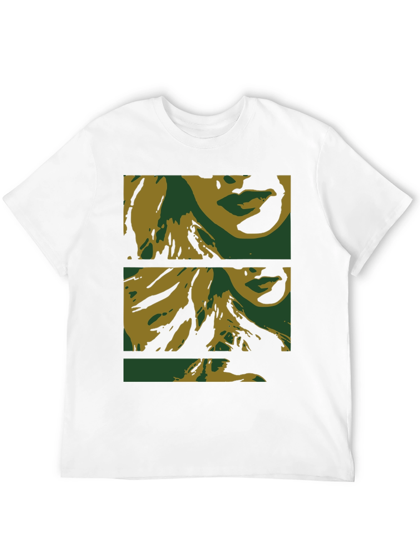 Abstract Face Print Black T-Shirt