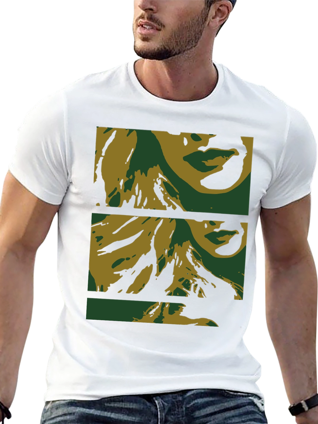 Abstract Face Print Black T-Shirt