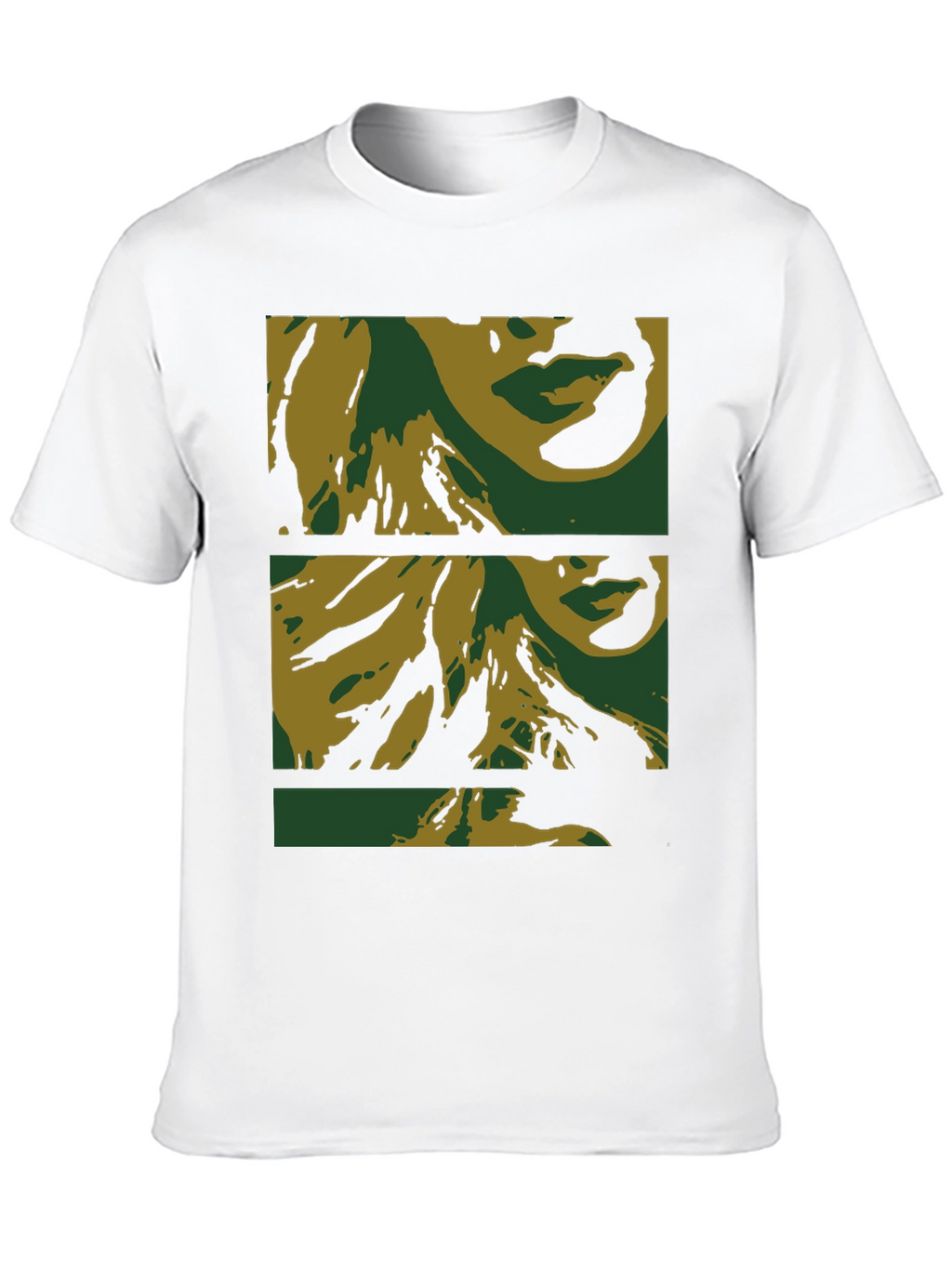 Abstract Face Print Black T-Shirt