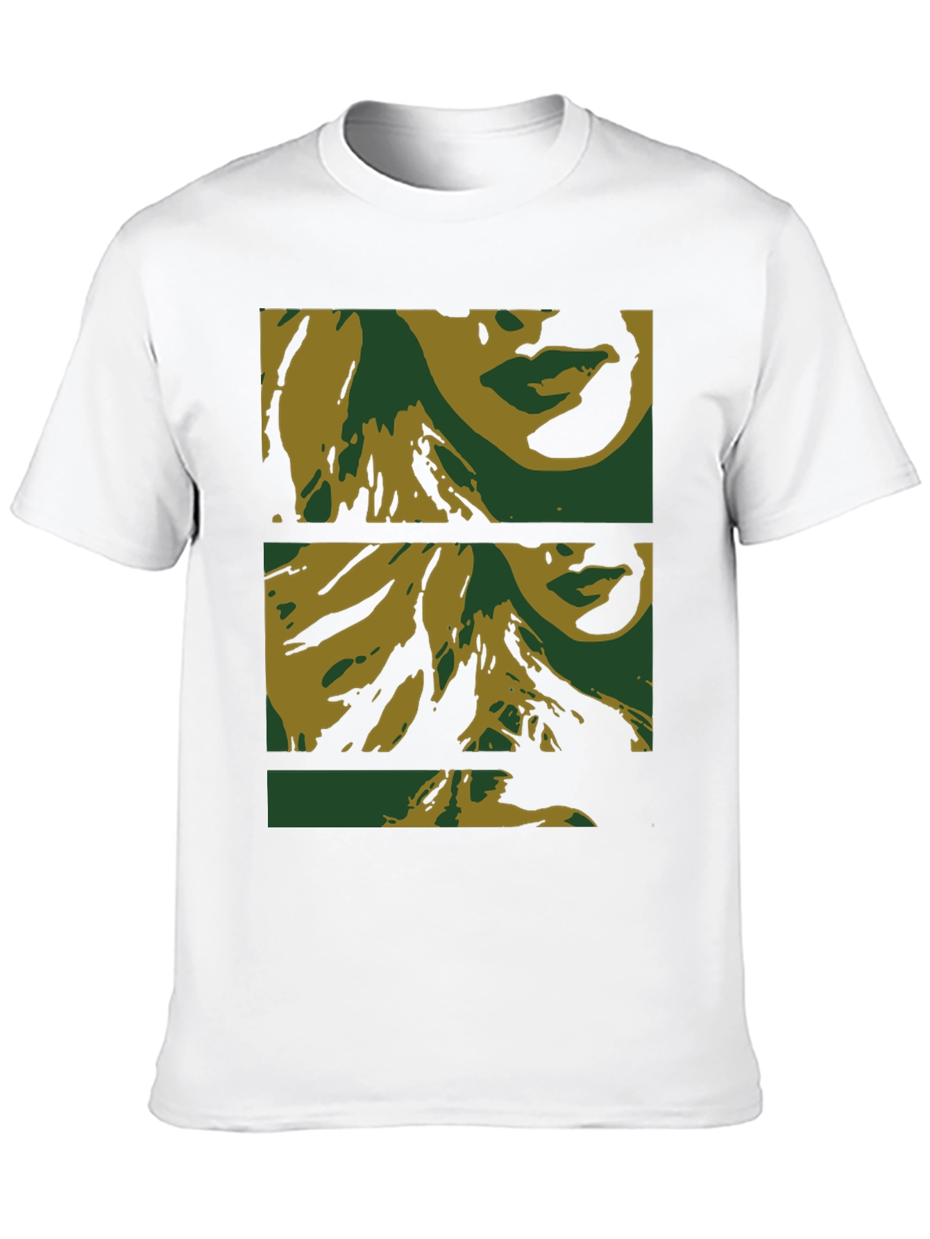Abstract Face Print Black T-Shirt