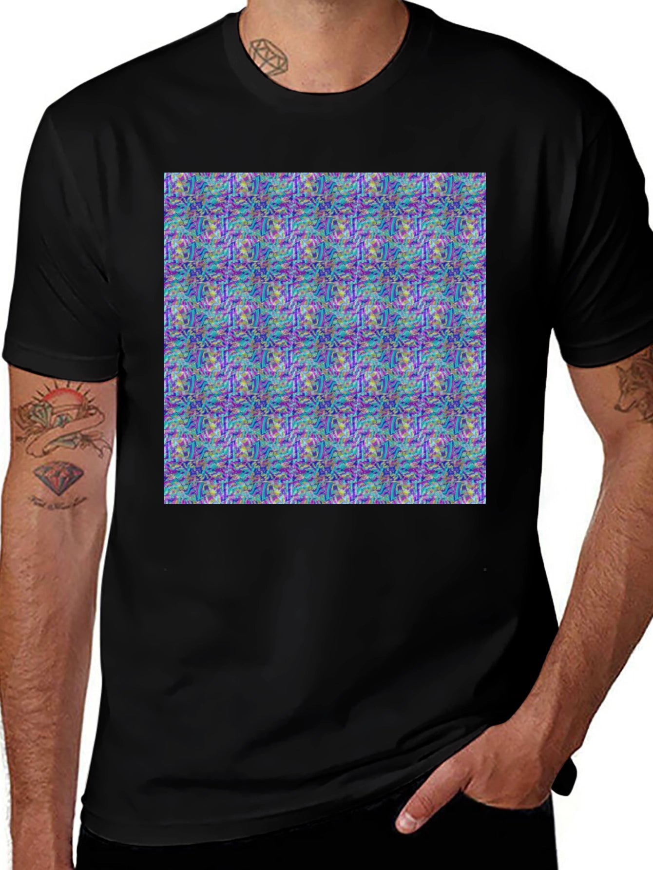 Abstract Pattern Print Black T-Shirt