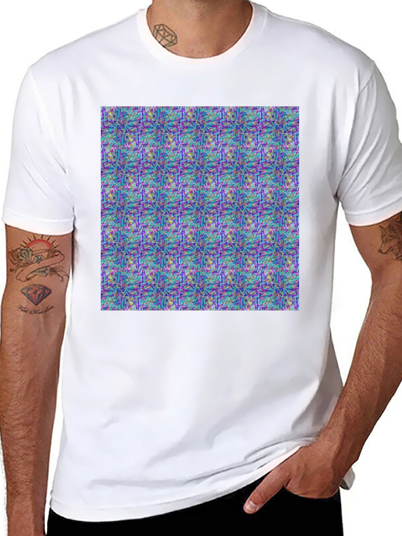 Abstract Pattern Print Black T-Shirt