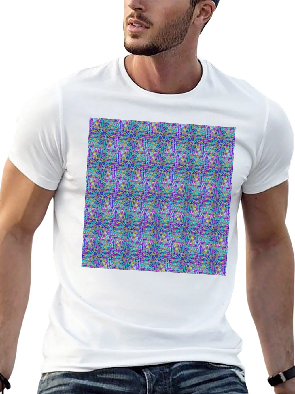 Abstract Pattern Print Black T-Shirt