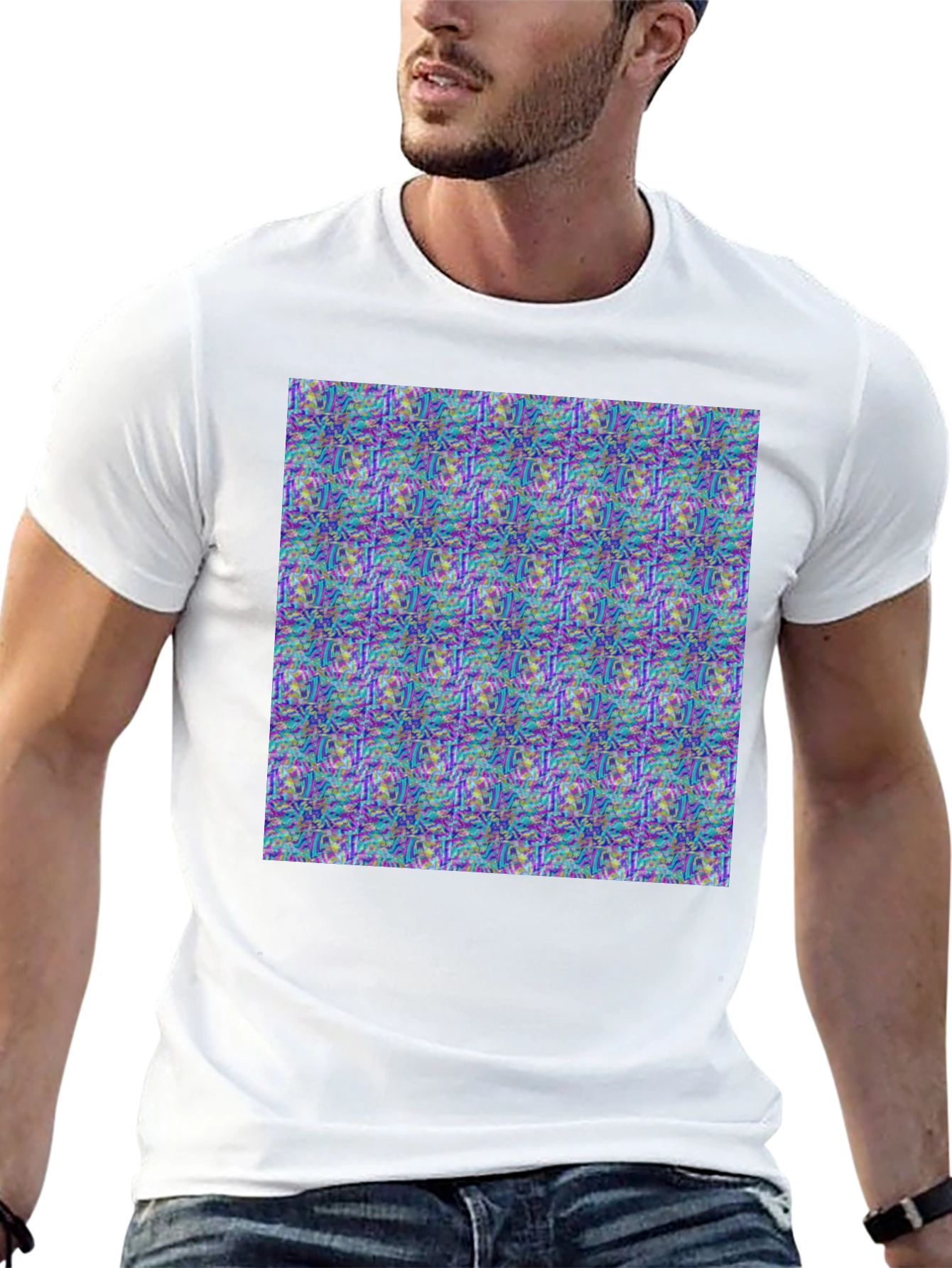 Abstract Pattern Print Black T-Shirt
