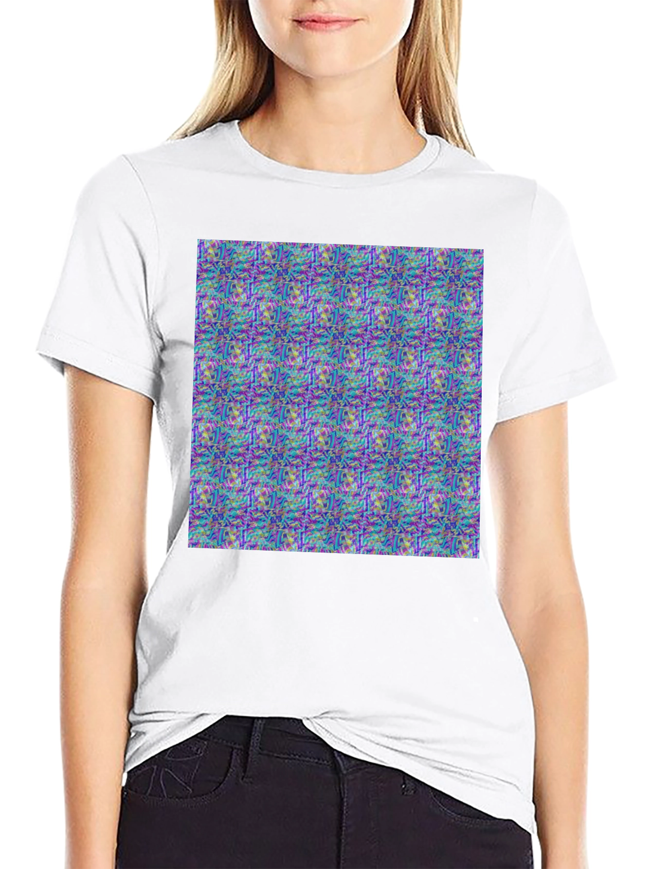 Abstract Pattern Print Black T-Shirt