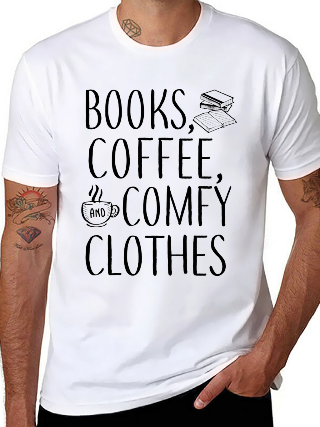Books Coffee Comfy Clothes Graphic Tee