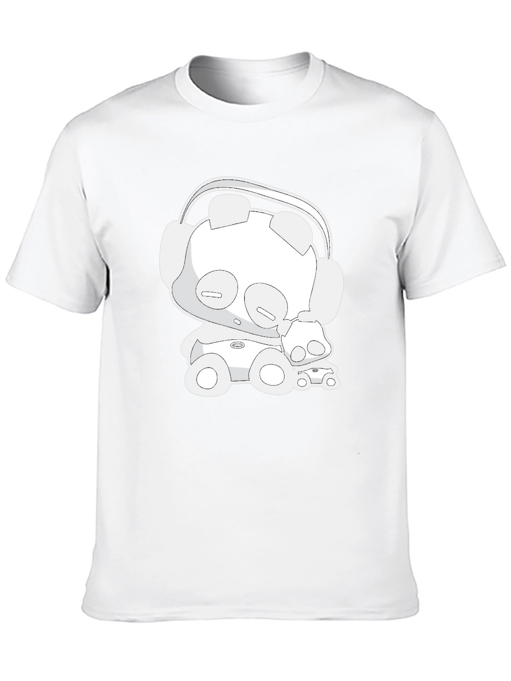 Cartoon Bear Headphones Black T-Shirt