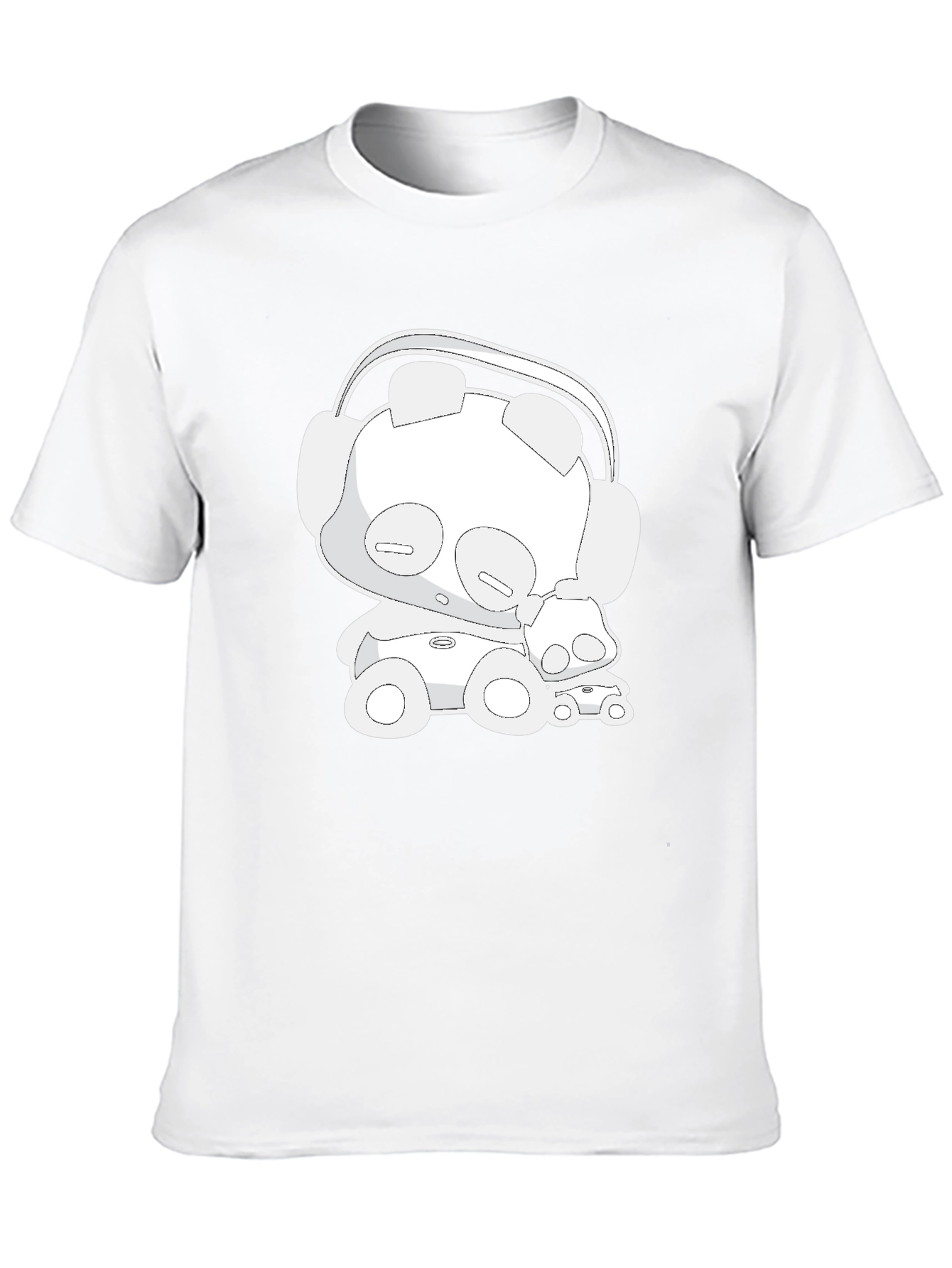 Cartoon Bear Headphones Black T-Shirt