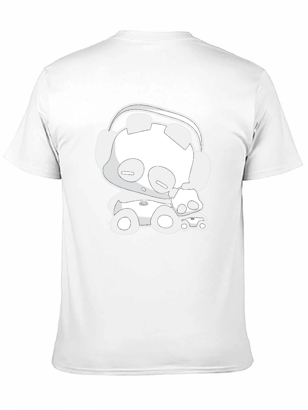 Cartoon Bear Headphones Black T-Shirt