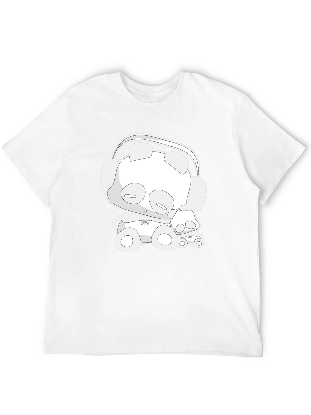 Cartoon Bear Headphones Black T-Shirt