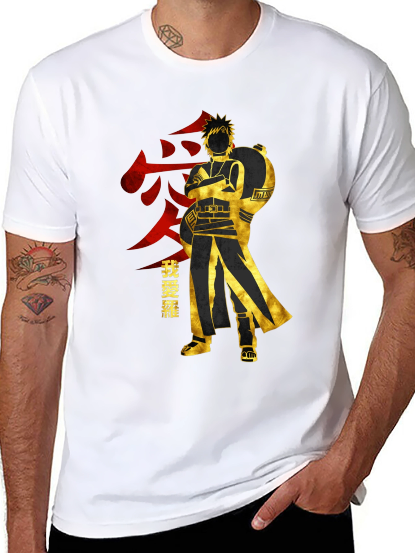 Anime Gaara Graphic T-Shirt - Black Cotton Tee