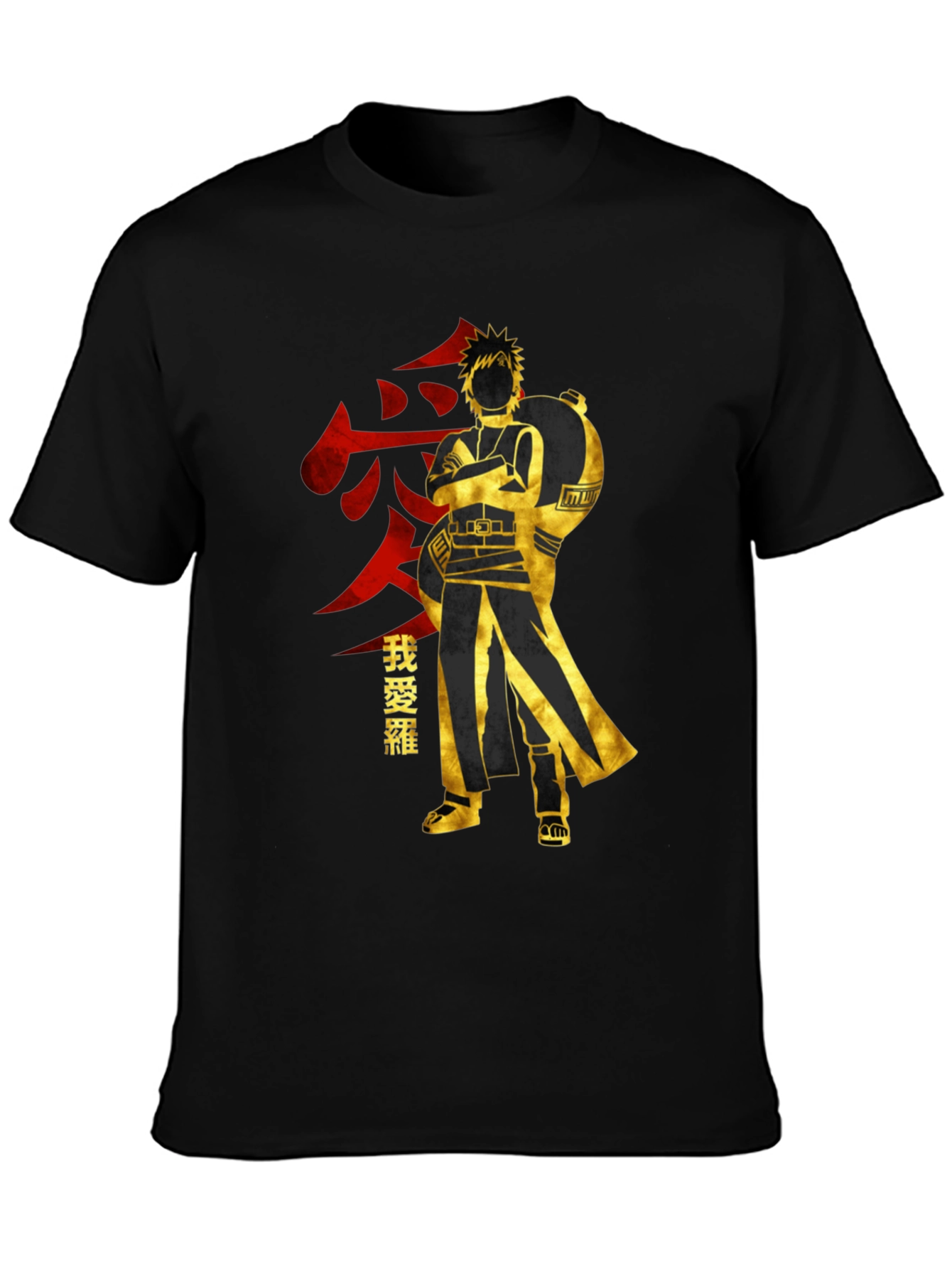 Anime Gaara Graphic T-Shirt - Black Cotton Tee