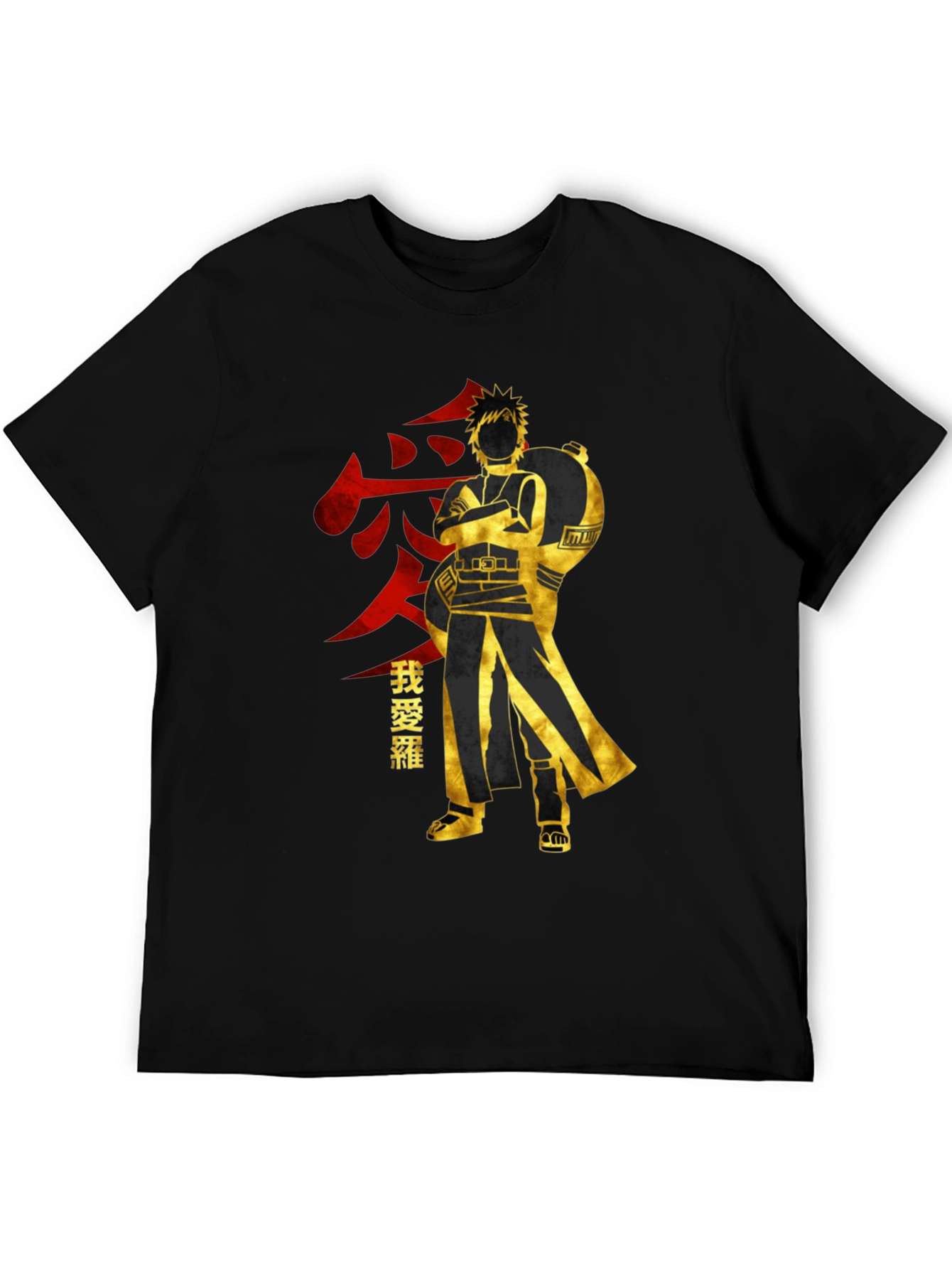 Anime Gaara Graphic T-Shirt - Black Cotton Tee