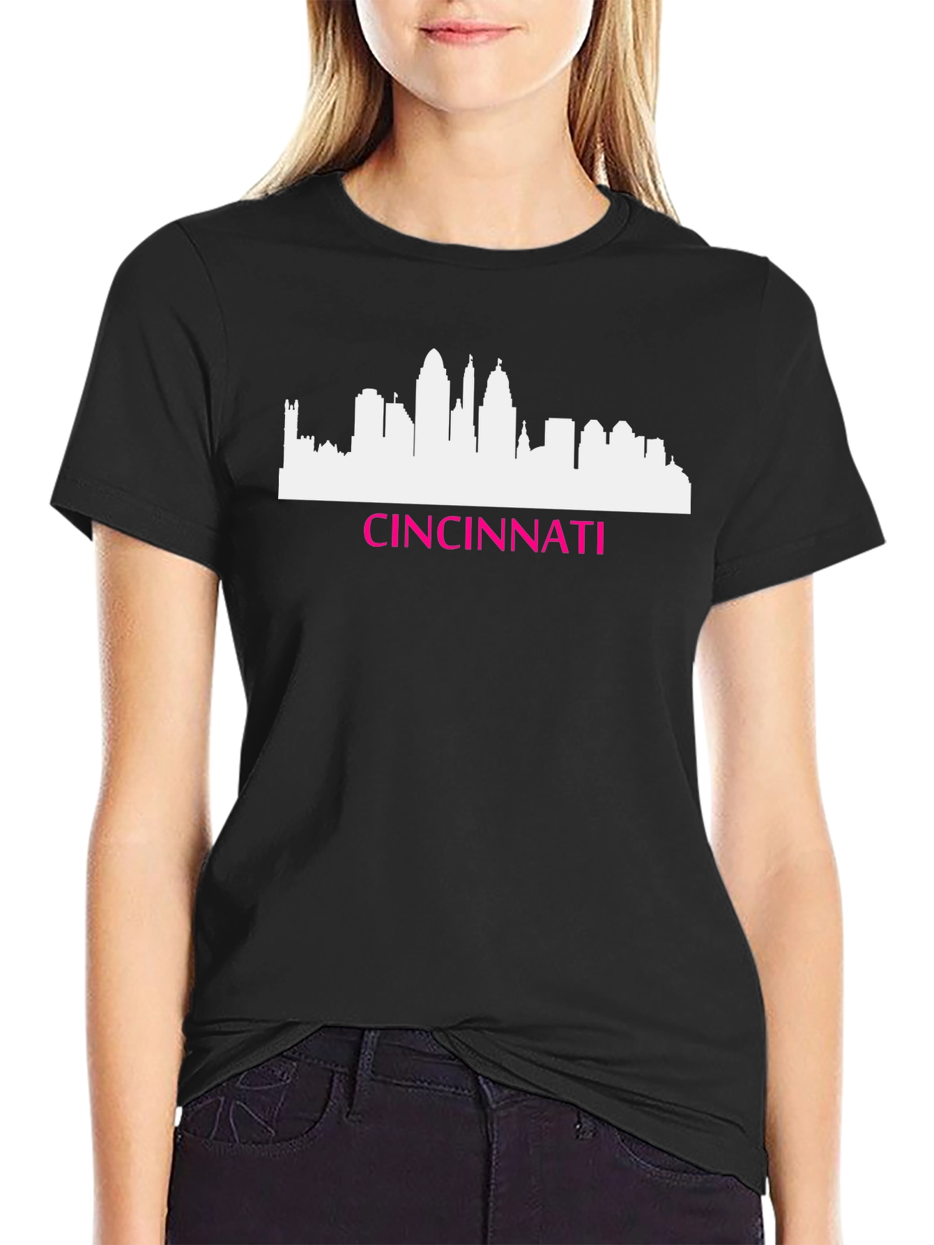 Cincinnati Skyline Graphic Tee - Black Cotton Shirt