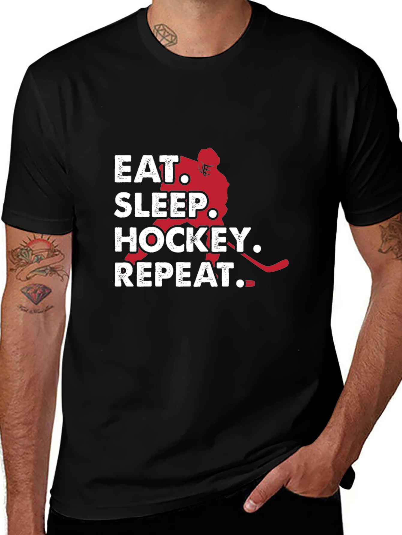 Eat Sleep Hockey Repeat Graphic Tee