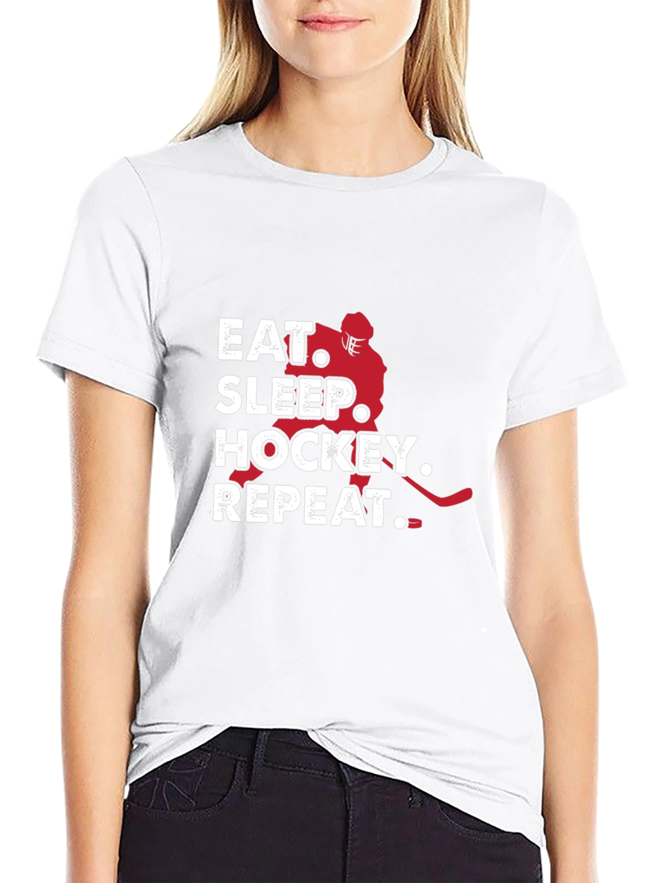 Eat Sleep Hockey Repeat Graphic Tee