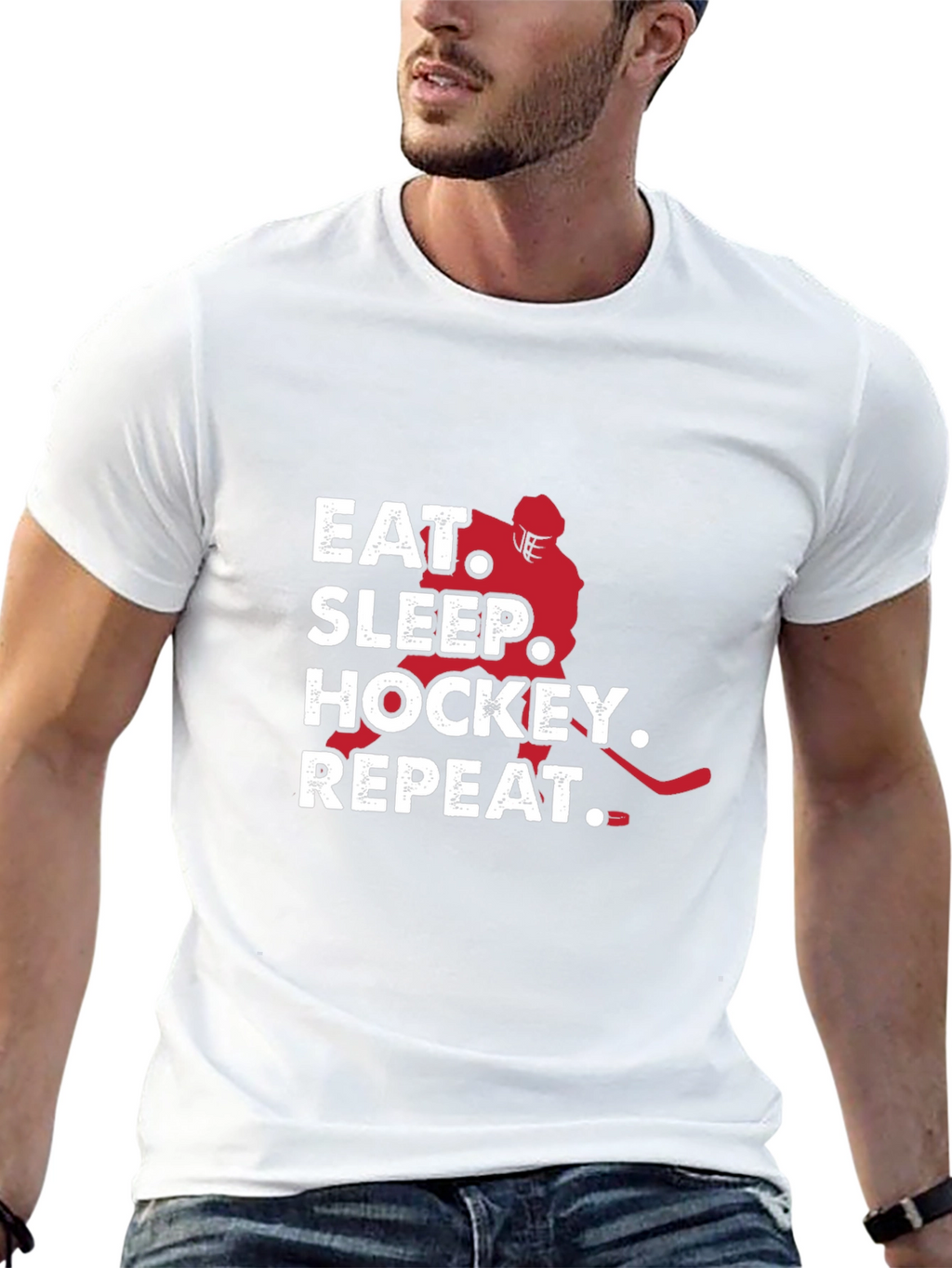 Eat Sleep Hockey Repeat Graphic Tee