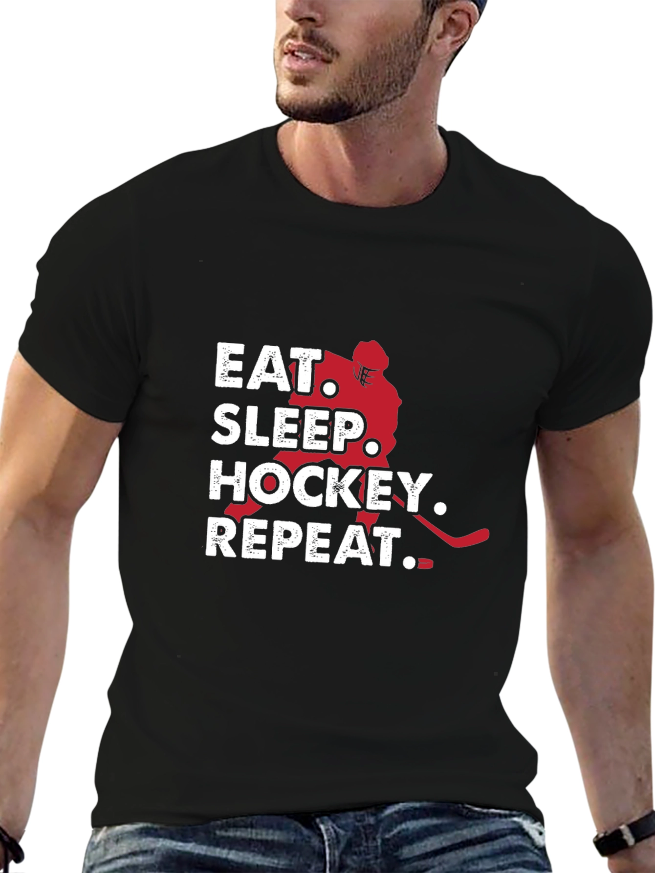 Eat Sleep Hockey Repeat Graphic Tee