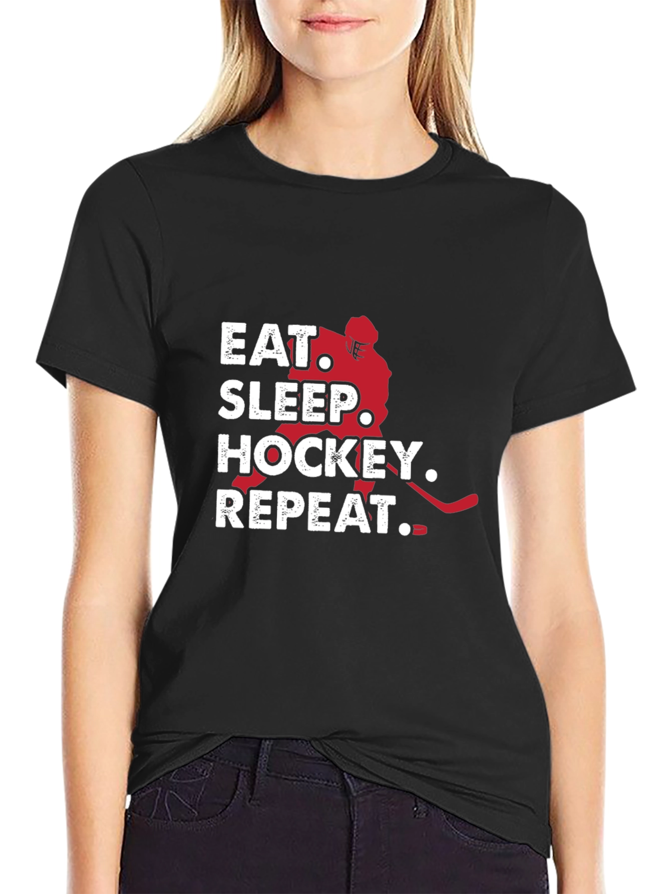 Eat Sleep Hockey Repeat Graphic Tee