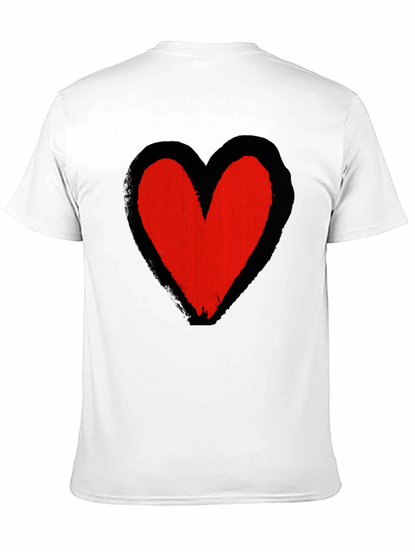 Grunge Heart Graphic Tee - Soft Black Cotton Casual Shirt