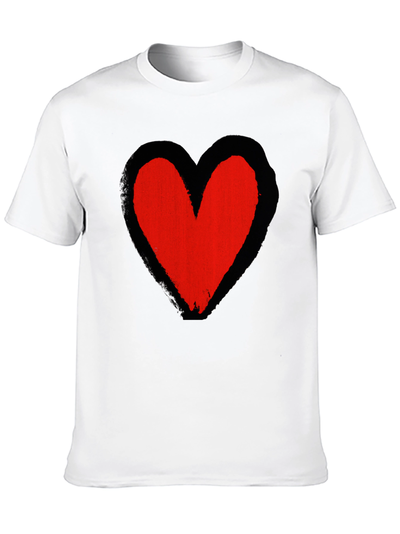 Grunge Heart Graphic Tee - Soft Black Cotton Casual Shirt