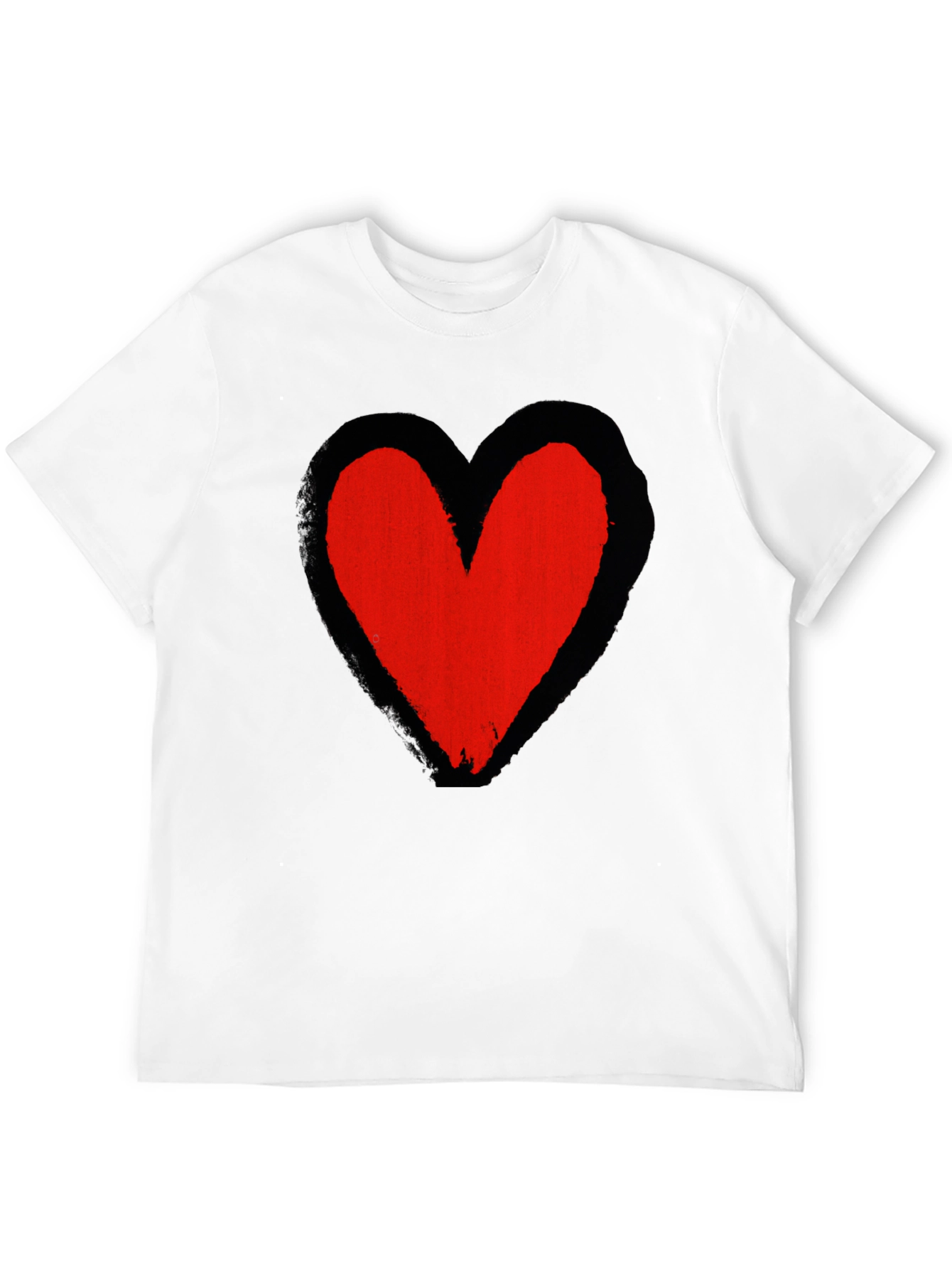 Grunge Heart Graphic Tee - Soft Black Cotton Casual Shirt
