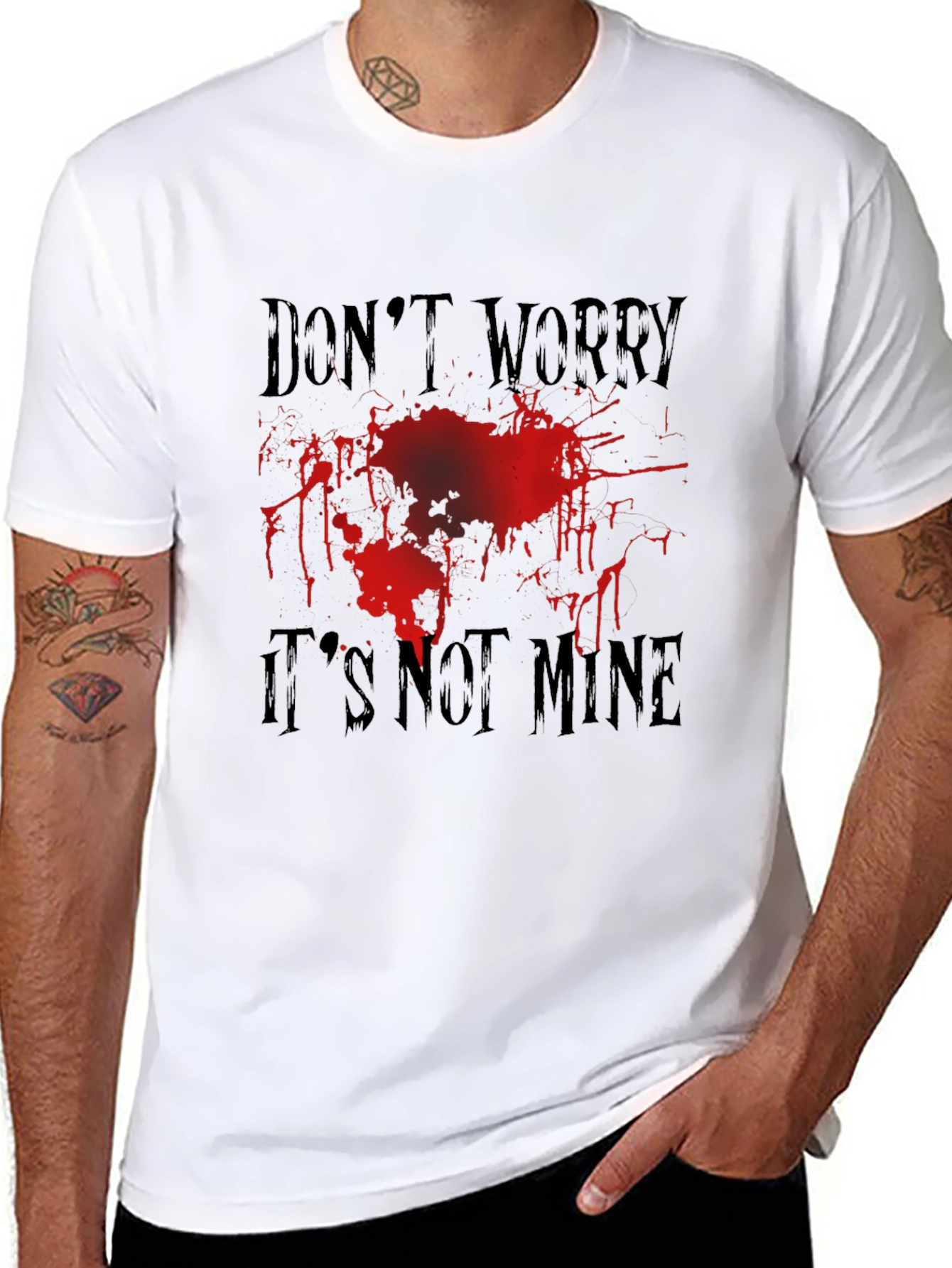 Dont Worry Its Not Mine Blood Splatter Graphic Tee