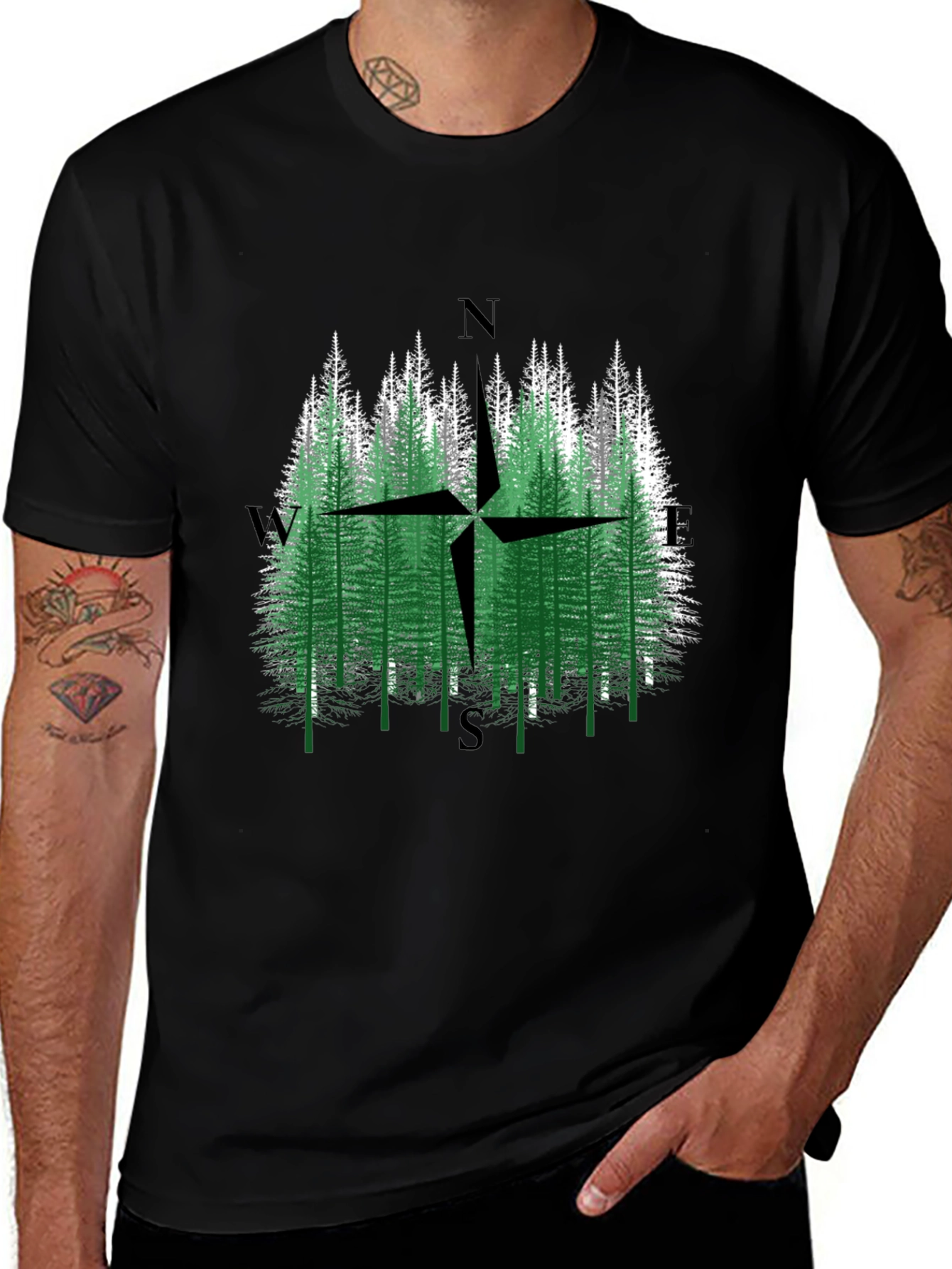 Nature Compass Graphic Tee - Unisex Black T-Shirt