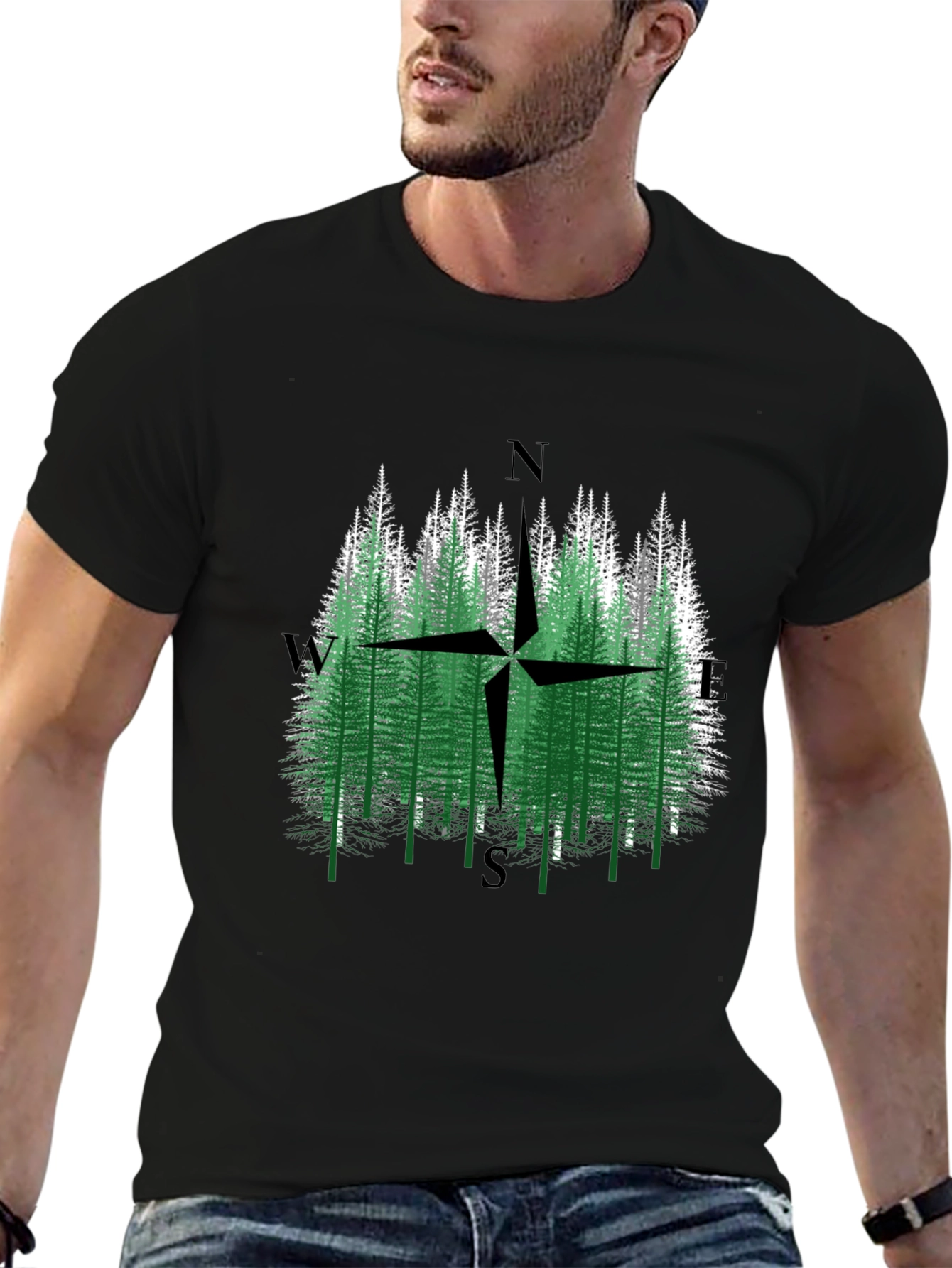 Nature Compass Graphic Tee - Unisex Black T-Shirt
