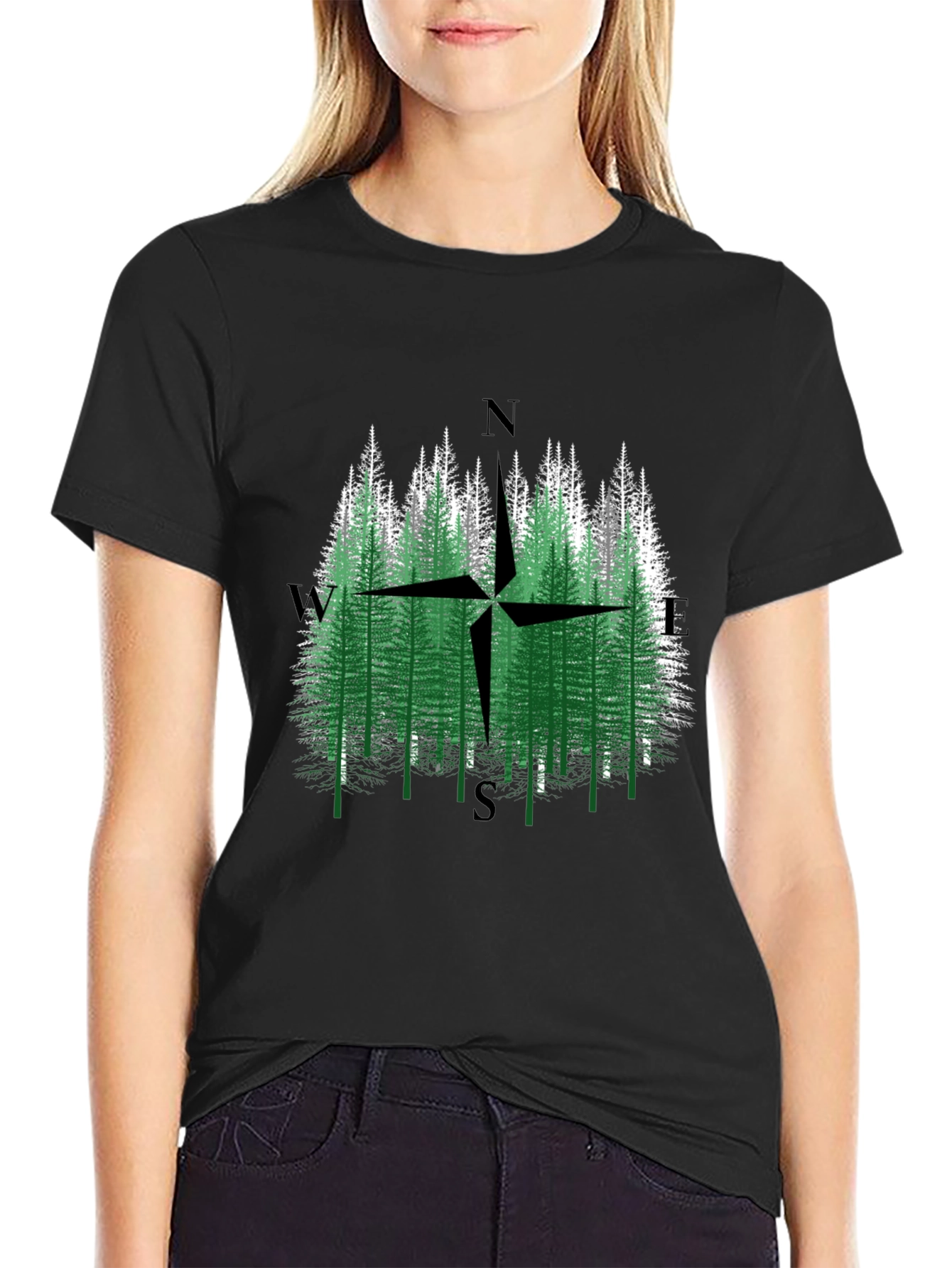Nature Compass Graphic Tee - Unisex Black T-Shirt